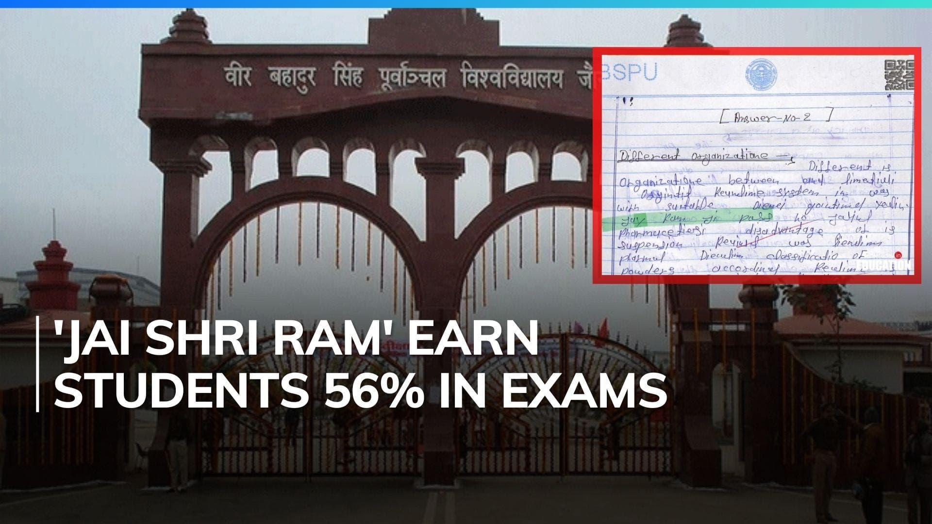 UP college students clear exams with 'Jai Shri ram' written on the answer paper, two professors suspended