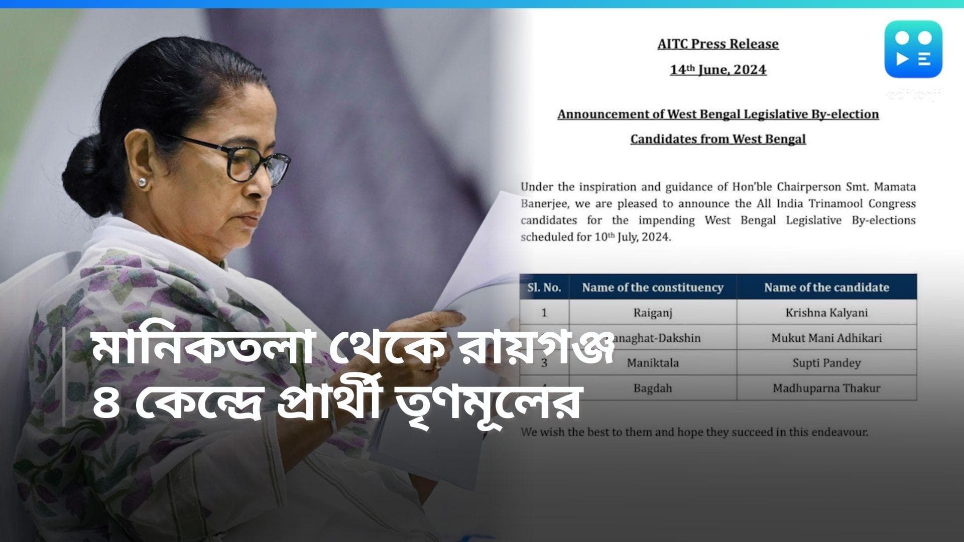 Bengal By-Poll : রাজ্যের ৪ কেন্দ্রে উপনির্বাচনের প্রার্থী হচ্ছেন কারা ? ঘোষণা তৃণমূল কংগ্রেসের