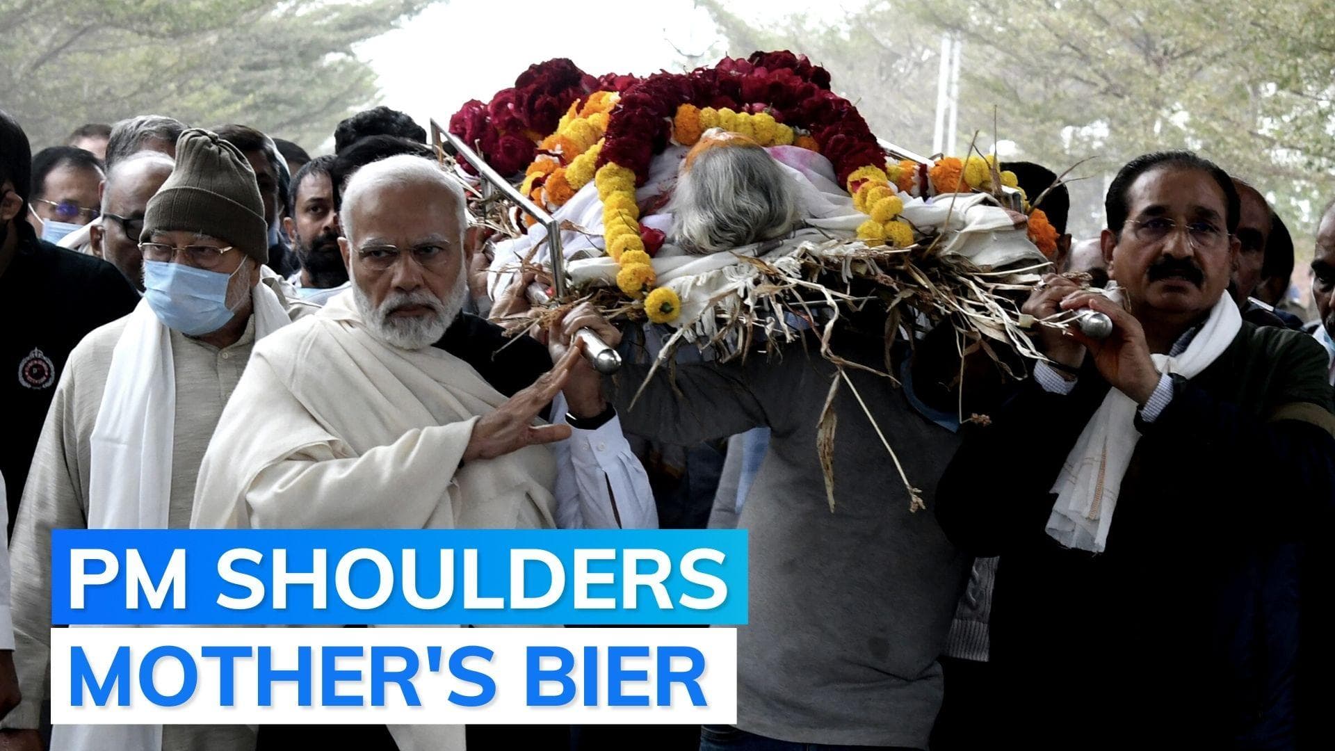 Watch: PM Modi carries mortal remains of his mother for last rites