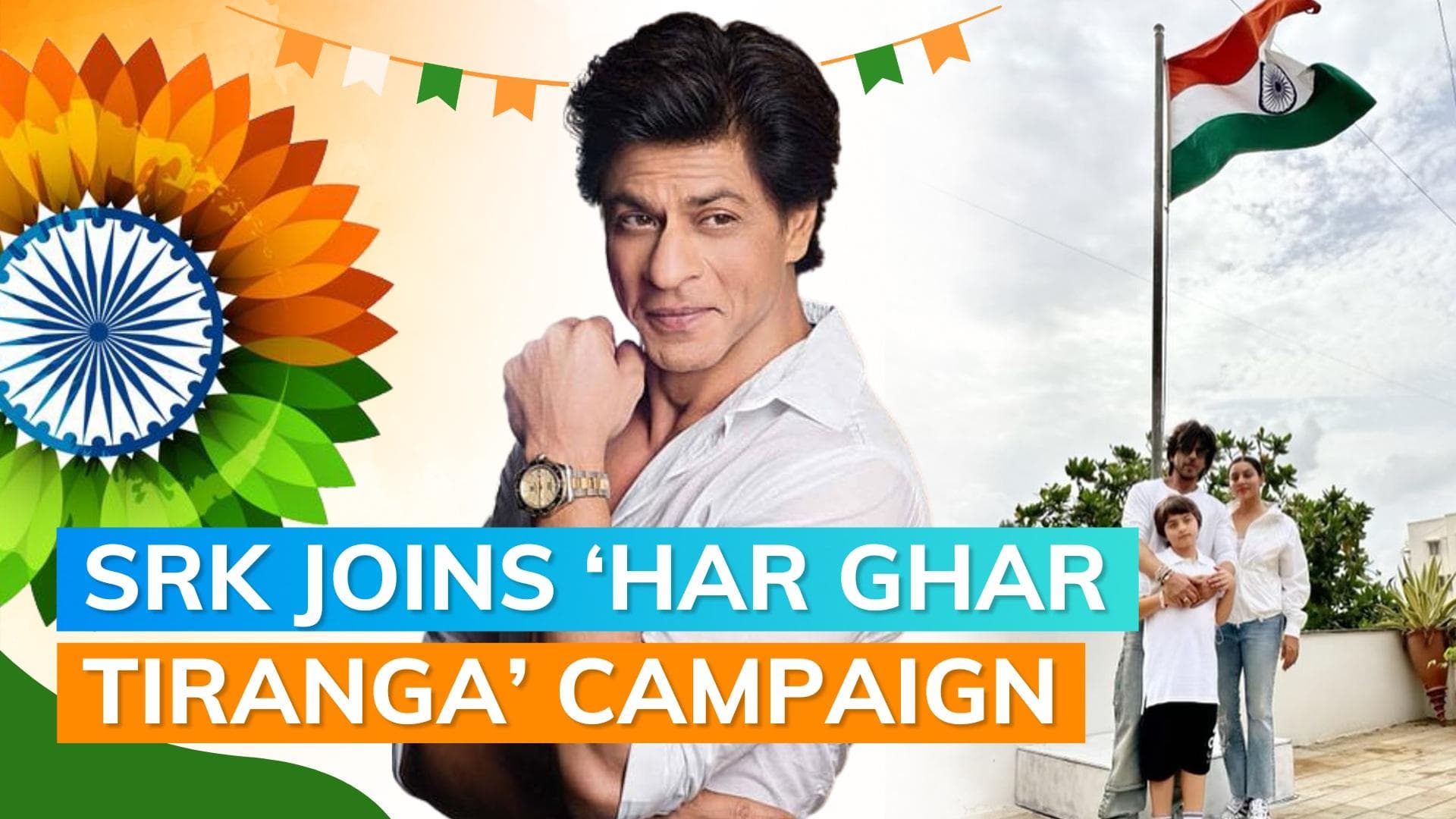 Shah Rukh Khan hoists tricolour with Gauri Khan and AbRam in Mannat | watch