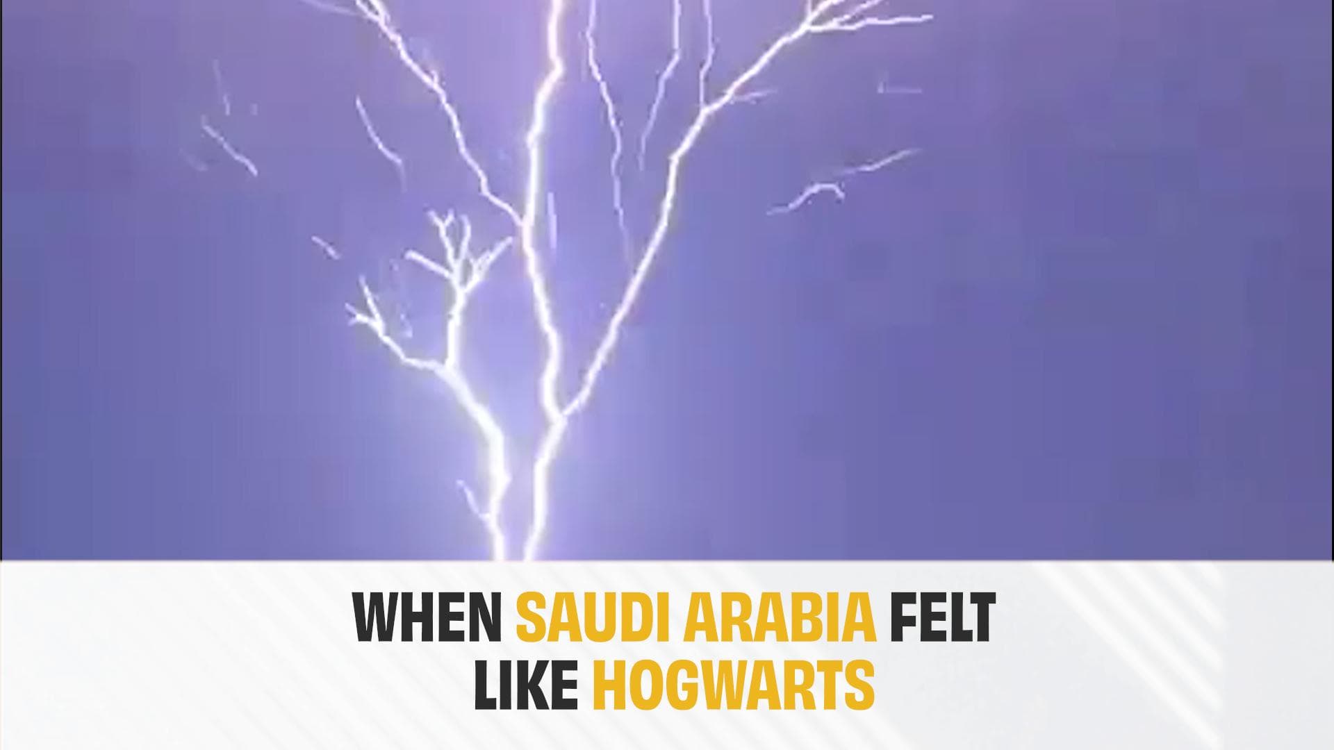 Lightning strikes Mecca's Clock Tower as rain batters Saudi Arabia