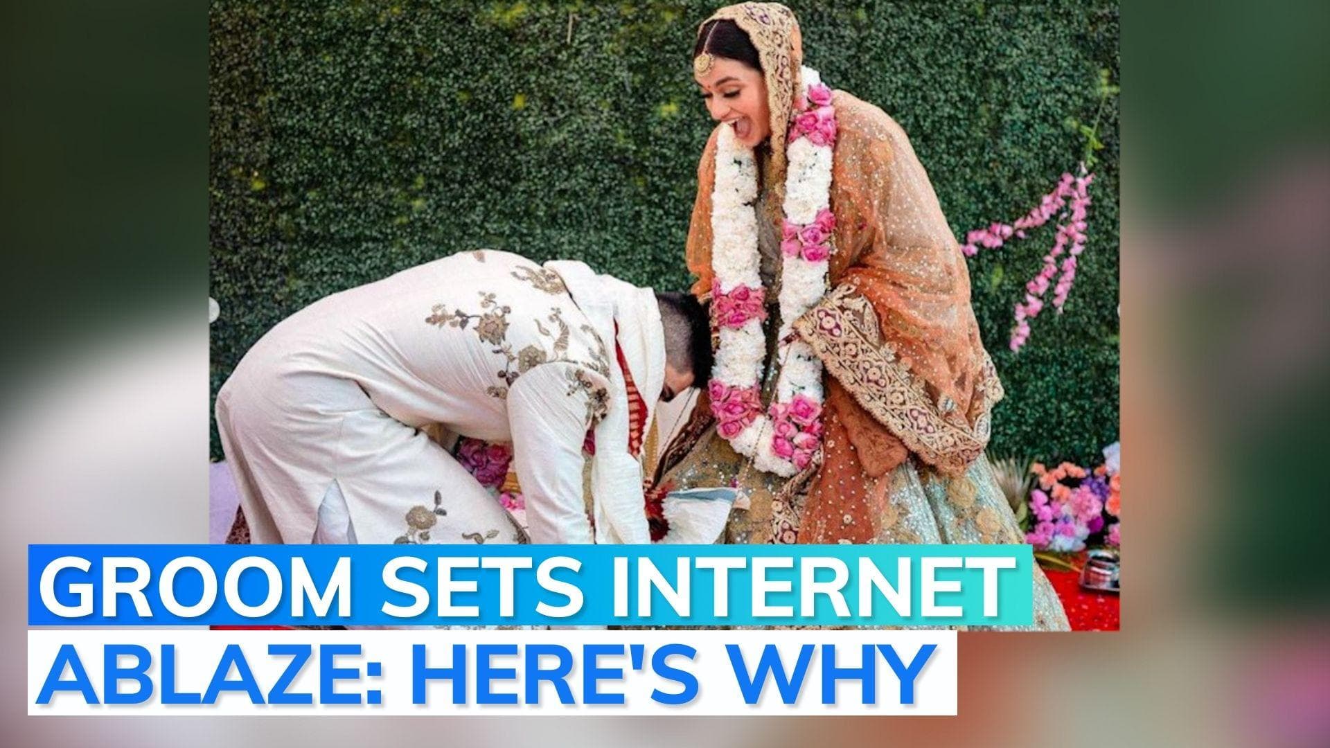Groom touches bride's feet during wedding, internet hearts it