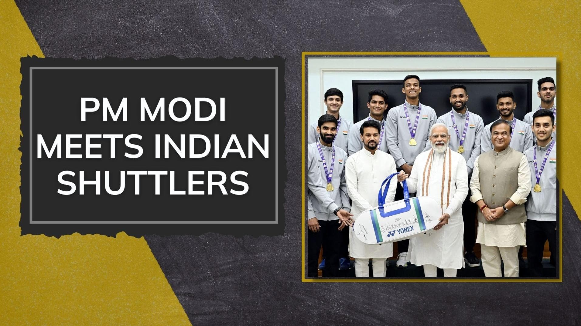 PM Modi interacts with Indian shuttlers after their historic Thomas Cup gold