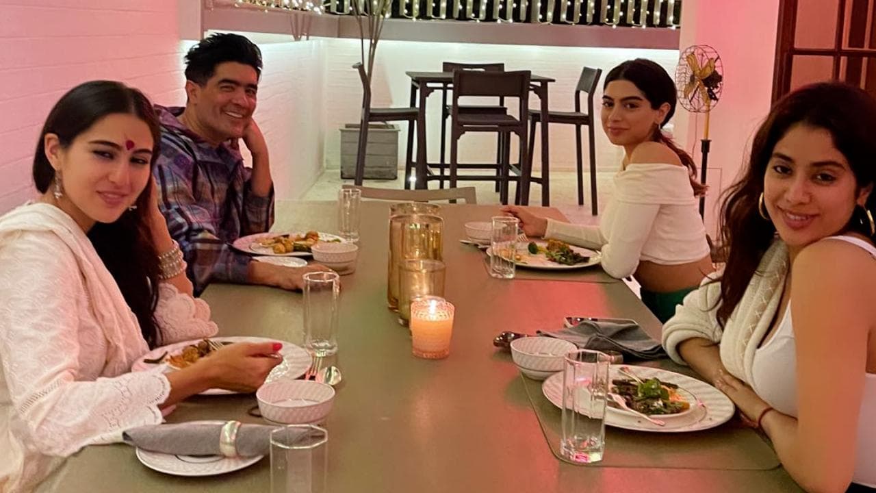 Janhvi Kapoor, Sara Ali Khan seen chilling at Manish Malhotra's Diwali bash
