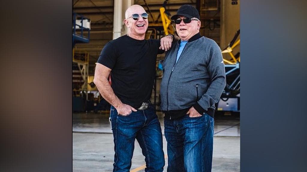 Watch: Star Trek fan moment for Bezos as Captain Kirk goes to space