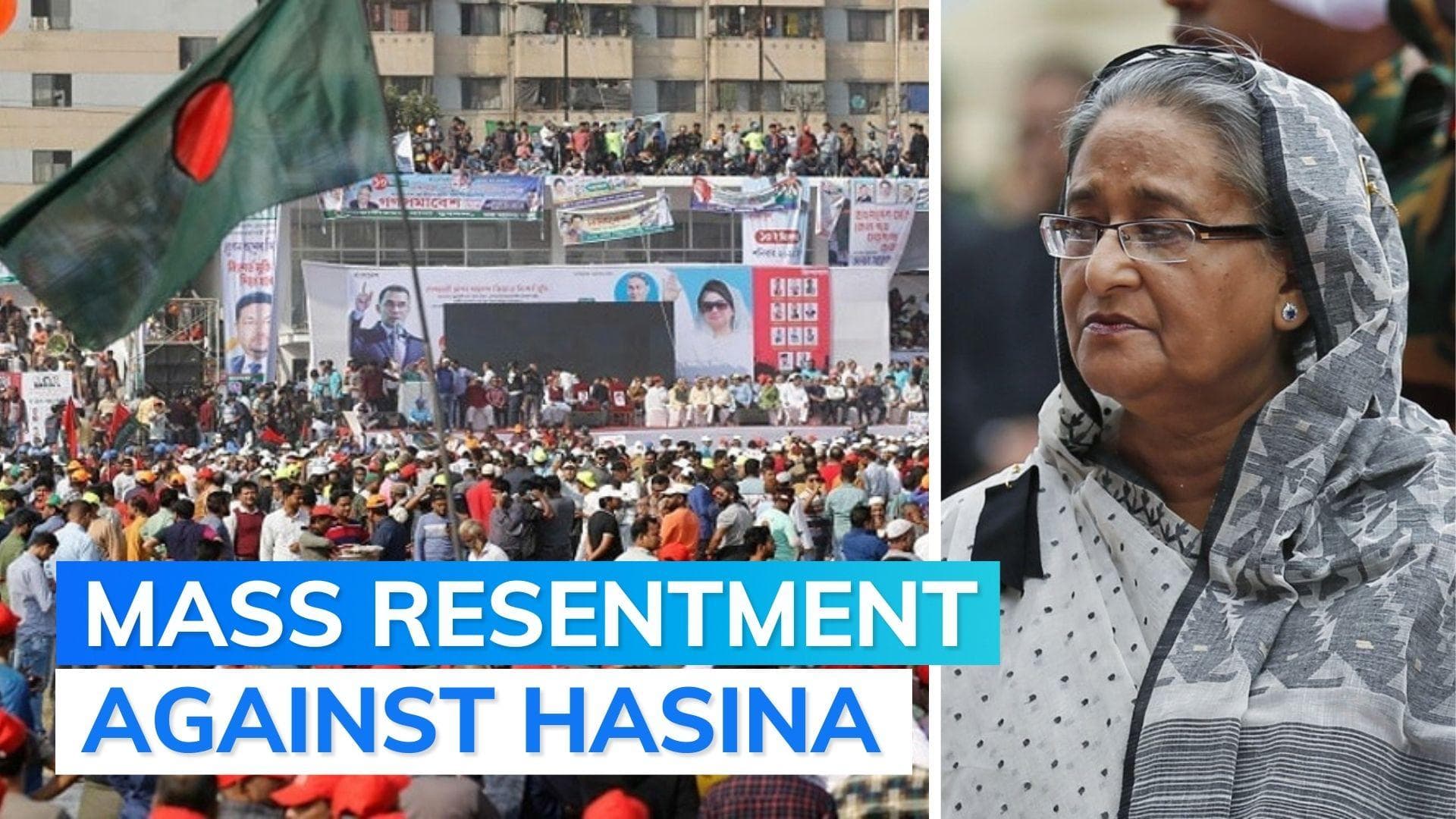 Watch: huge opposition rally in Dhaka demanding Hasina's resignation