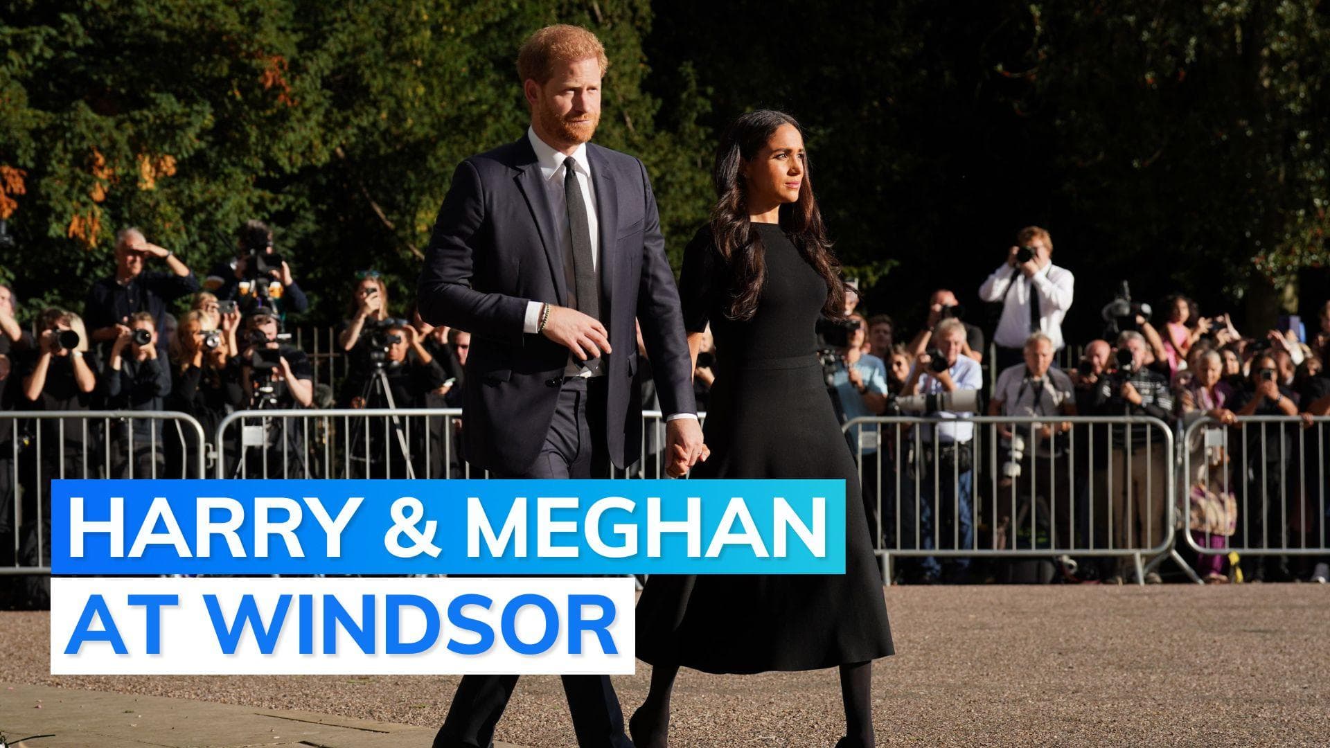 Prince Harry, Meghan Markle join Prince William and Kate to meet mourners