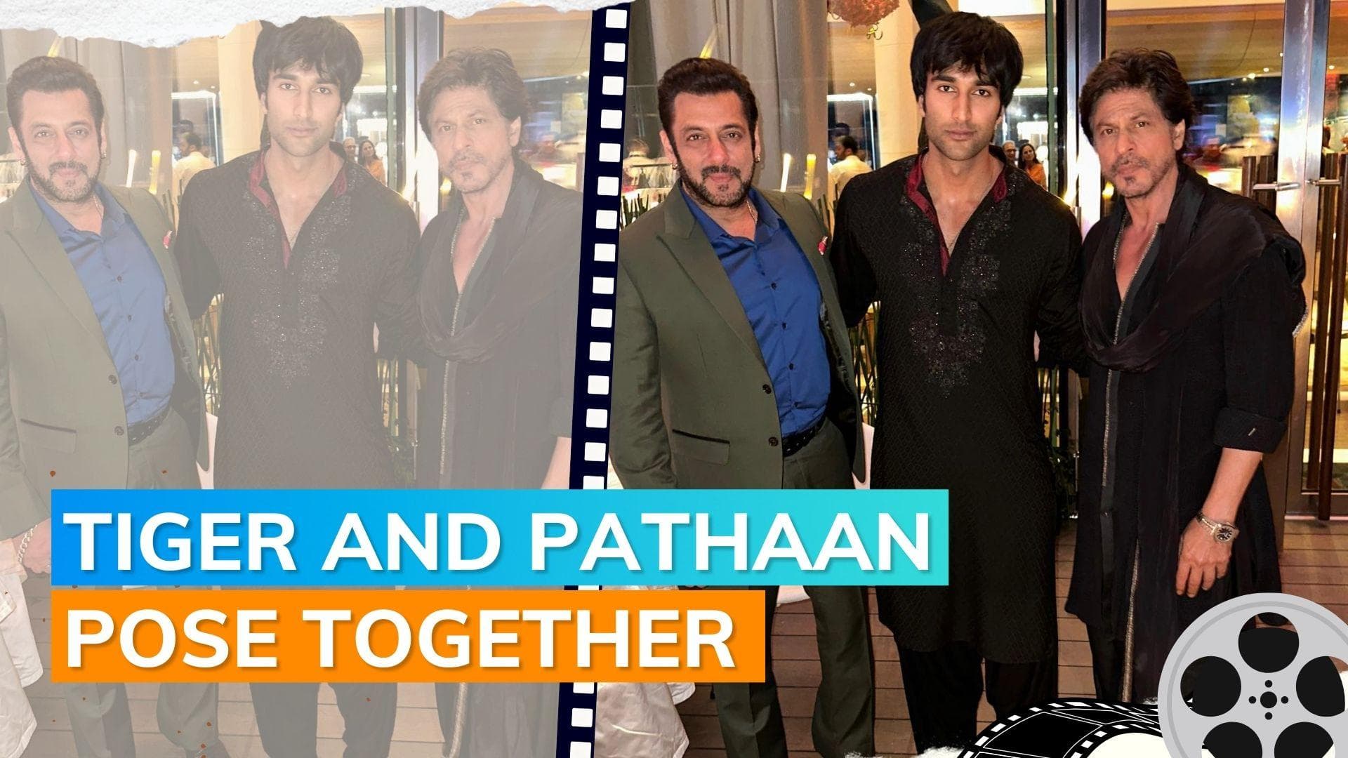 'Pathaan': Shah Rukh Khan poses with Salman Khan in a pic shared by Jaaved Jaffrey's son Meezaan