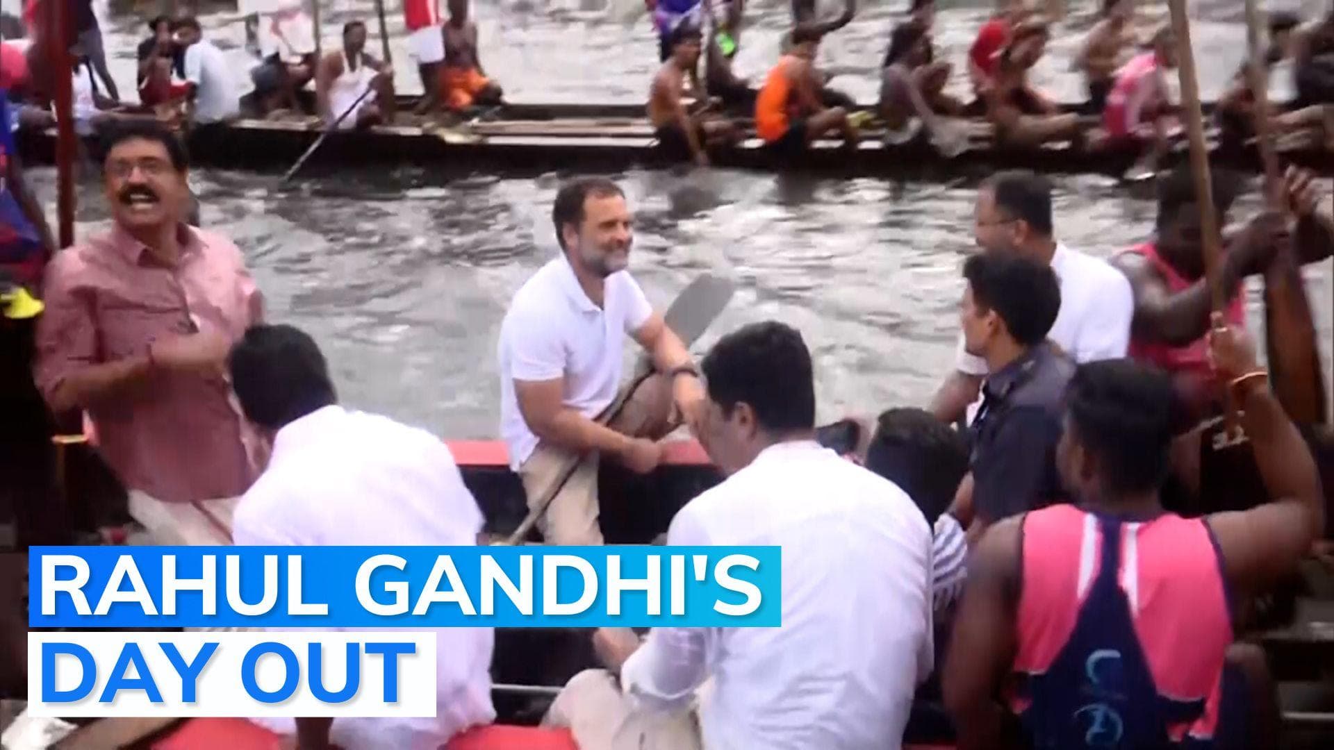 Watch: Rahul Gandhi takes part in snake boat race in Kerala