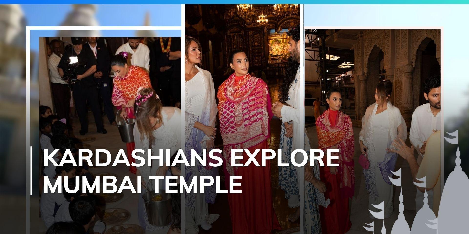 Kim Kardashian and Khloe Kardashian visit ISKCON Temple in Mumbai, serve food to children| Watch