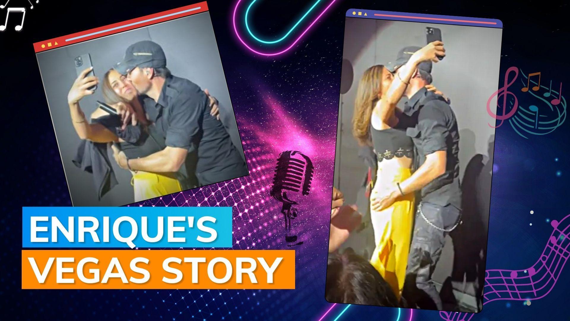 Singer Enrique Iglesias shares a passionate kiss with a fan during a meet-and-greet, video goes viral