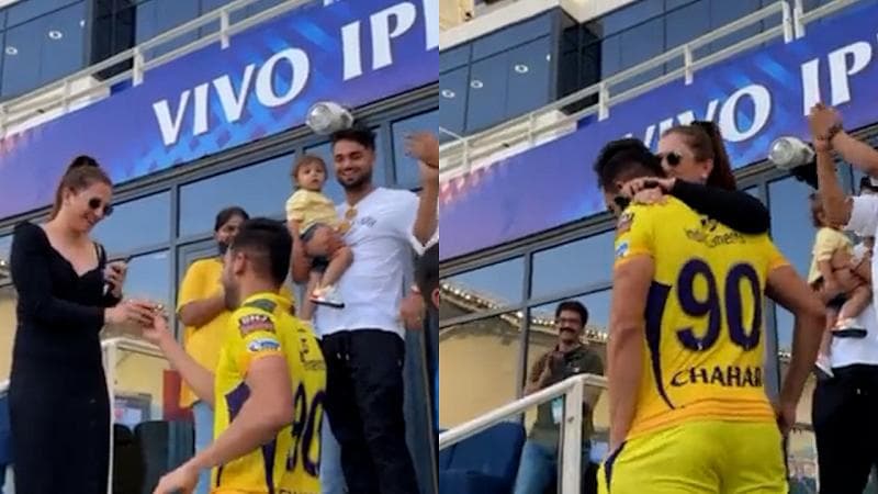 She said yes! watch as Deepak Chahar proposes to his girlfriend after CSK game