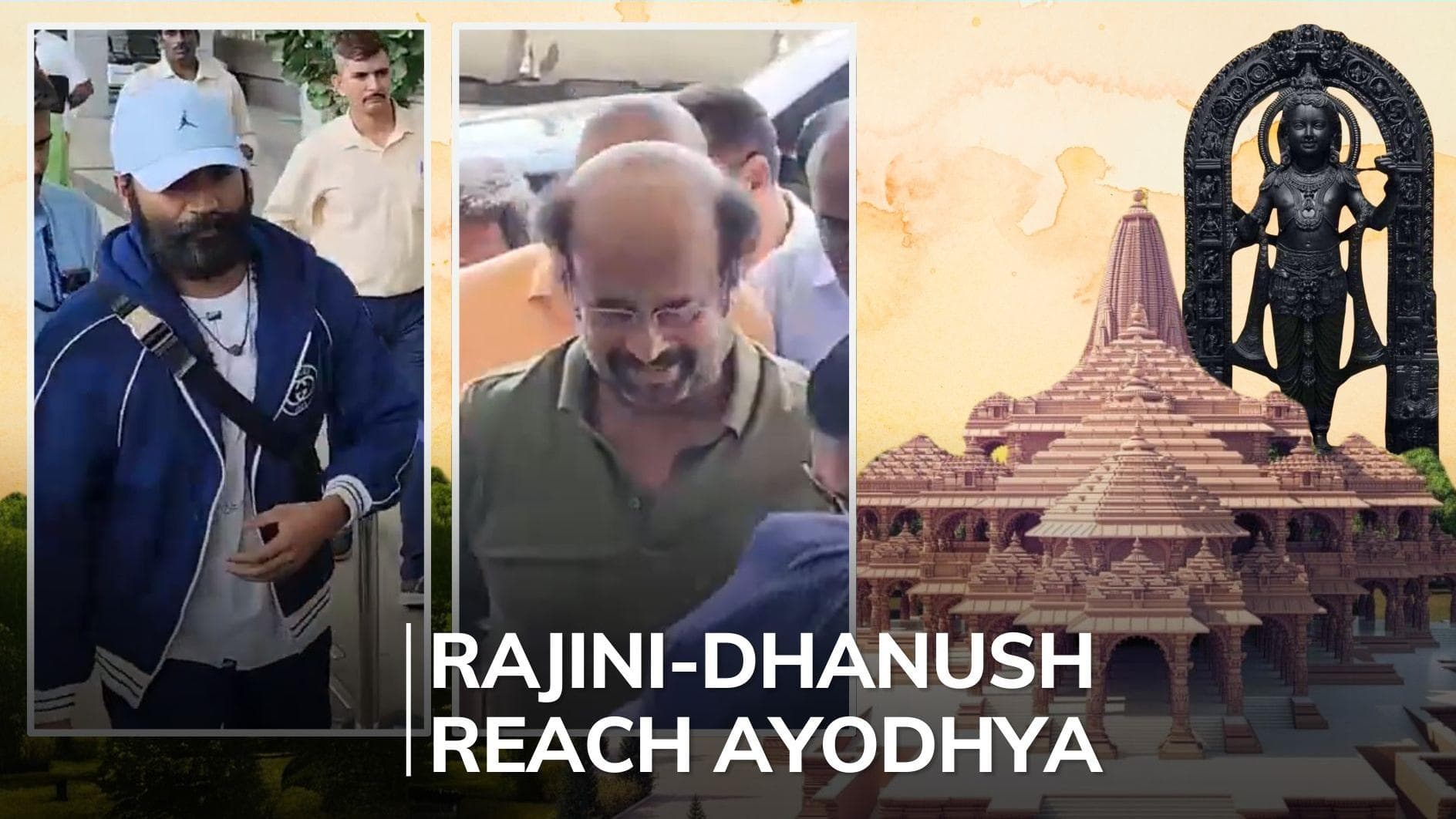 Celebs touch down in Ayodhya: Rajinikanth and Dhanush reach to attend ‘Pran Pratishtha’ 