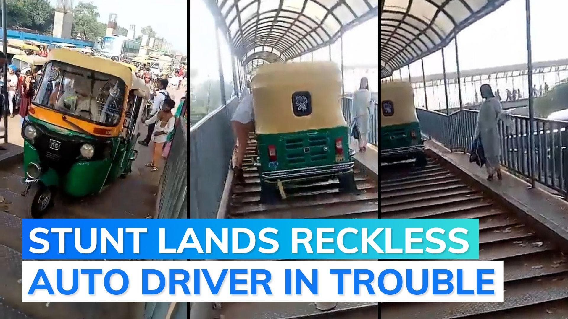 Delhi auto driver arrested for using foot over bridge to avoid traffic