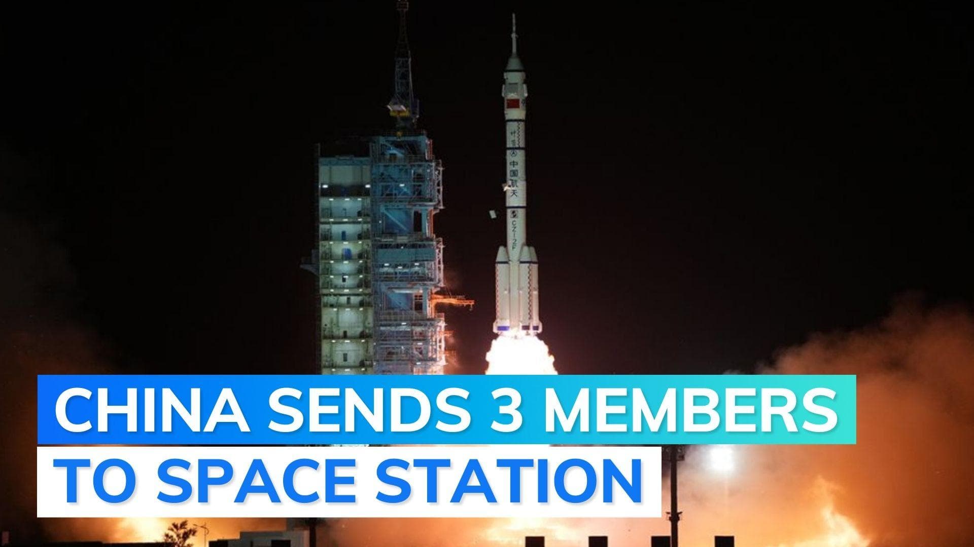 China launches three astronauts for its space station