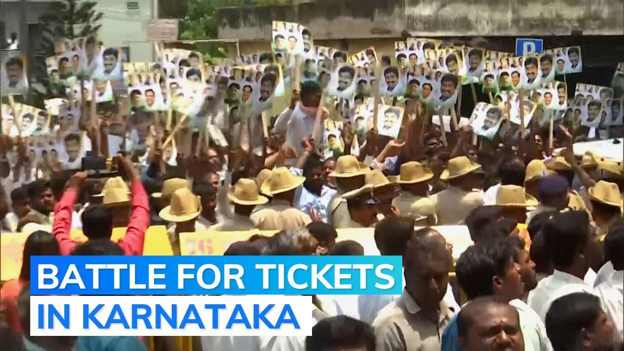 Karnataka polls: Congress leaders protest outside party office in Bengaluru for tickets
