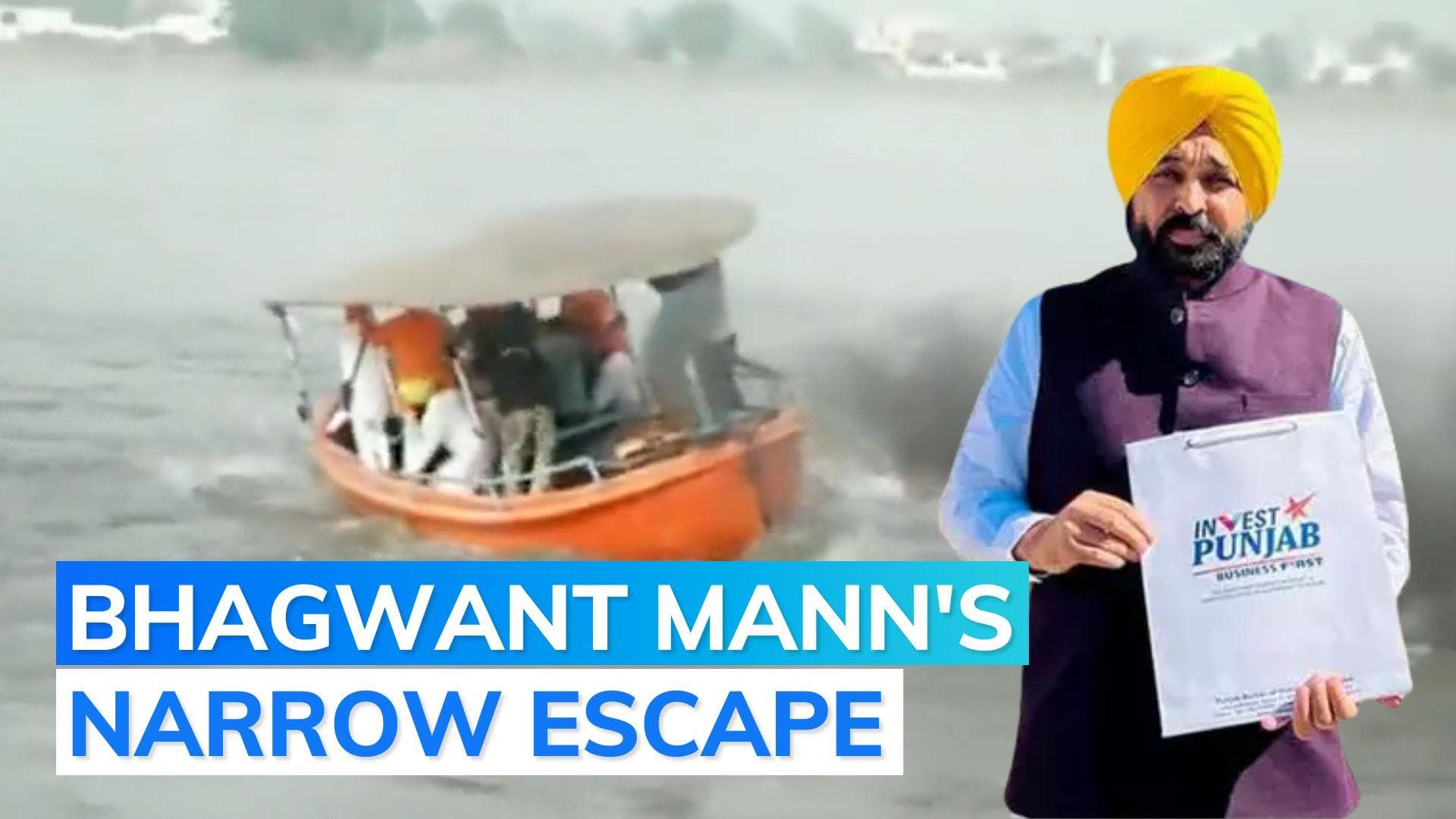 Watch: Punjab CM's narrow escape during visit to flood-affected area