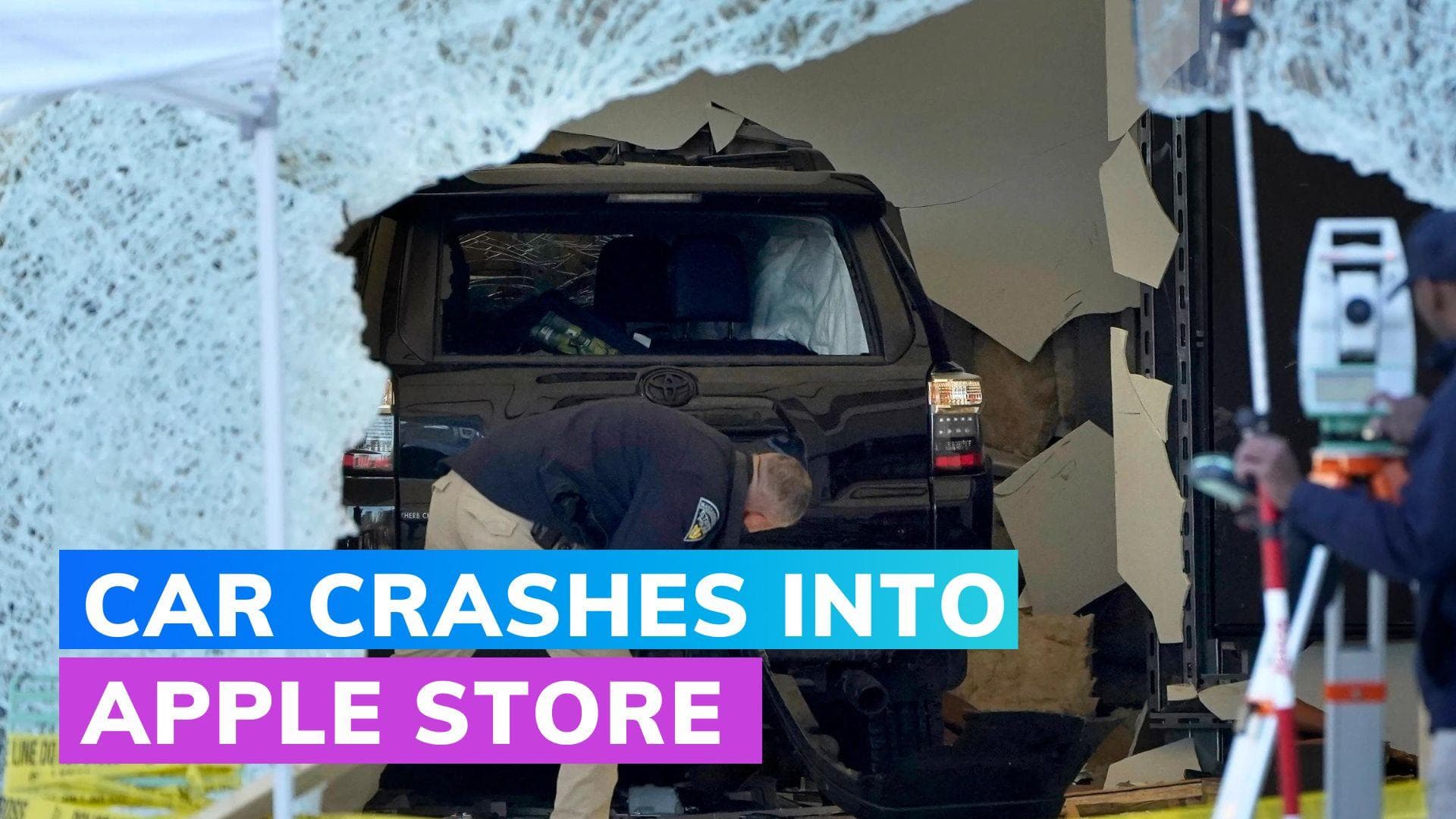 One dead after car crashes into Apple store outside Boston