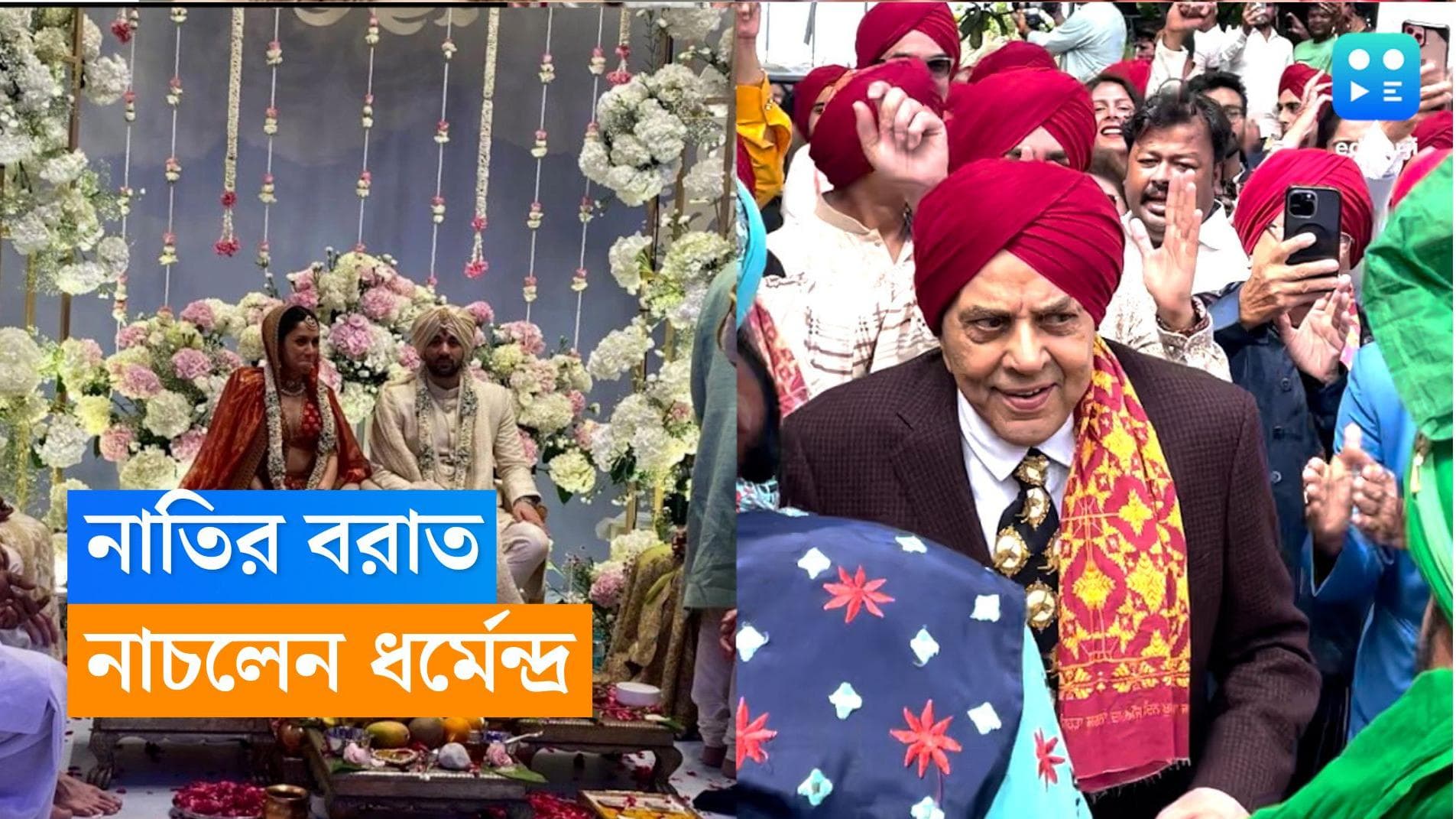 Dharmendra : আশি পেরিয়েও তিনি হিম্যান, নাতির বারাতে জমিয়ে নাচ ধর্মেন্দ্রর