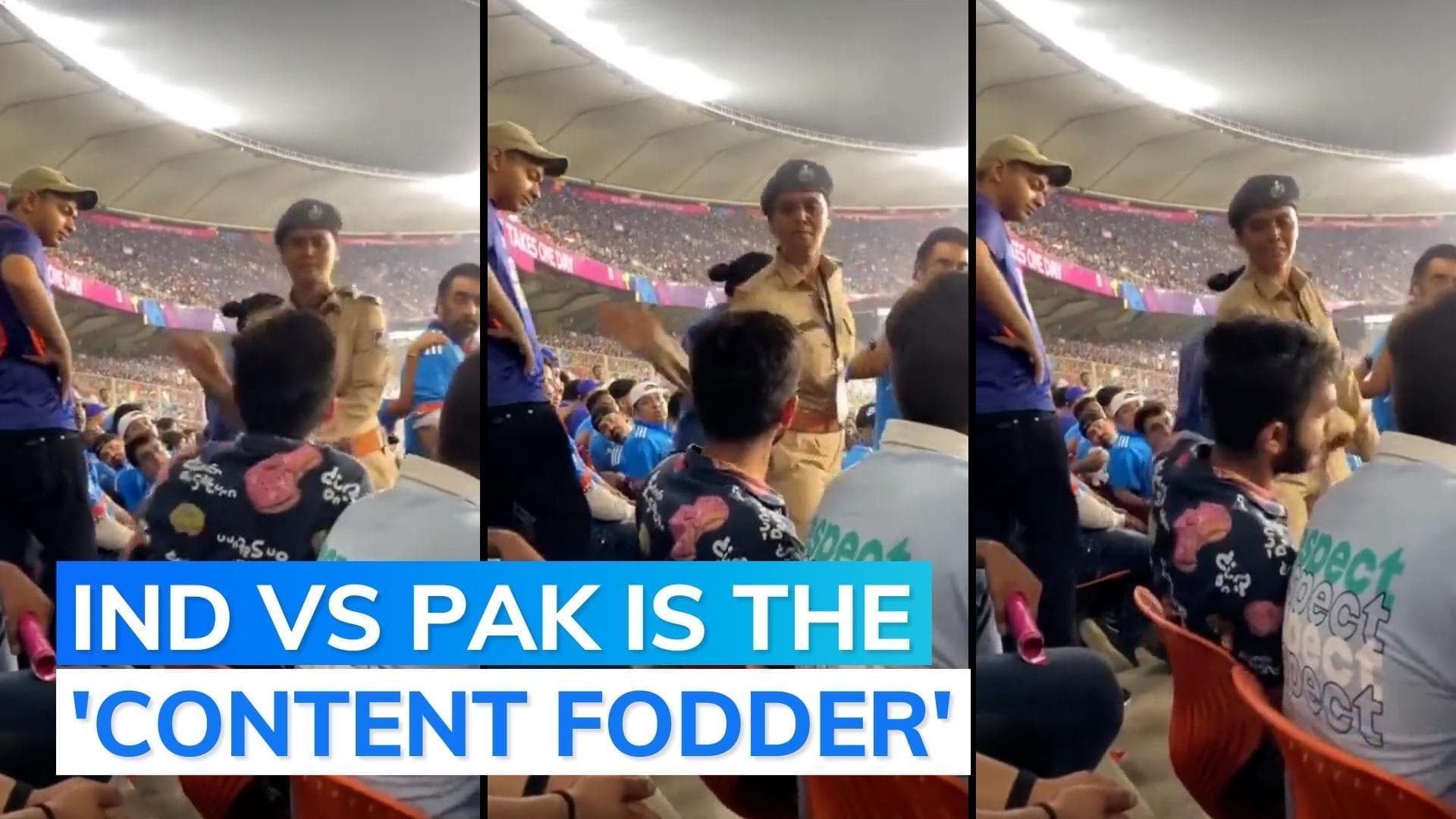 Altercation between woman cop and man during India vs Pakistan match, watch