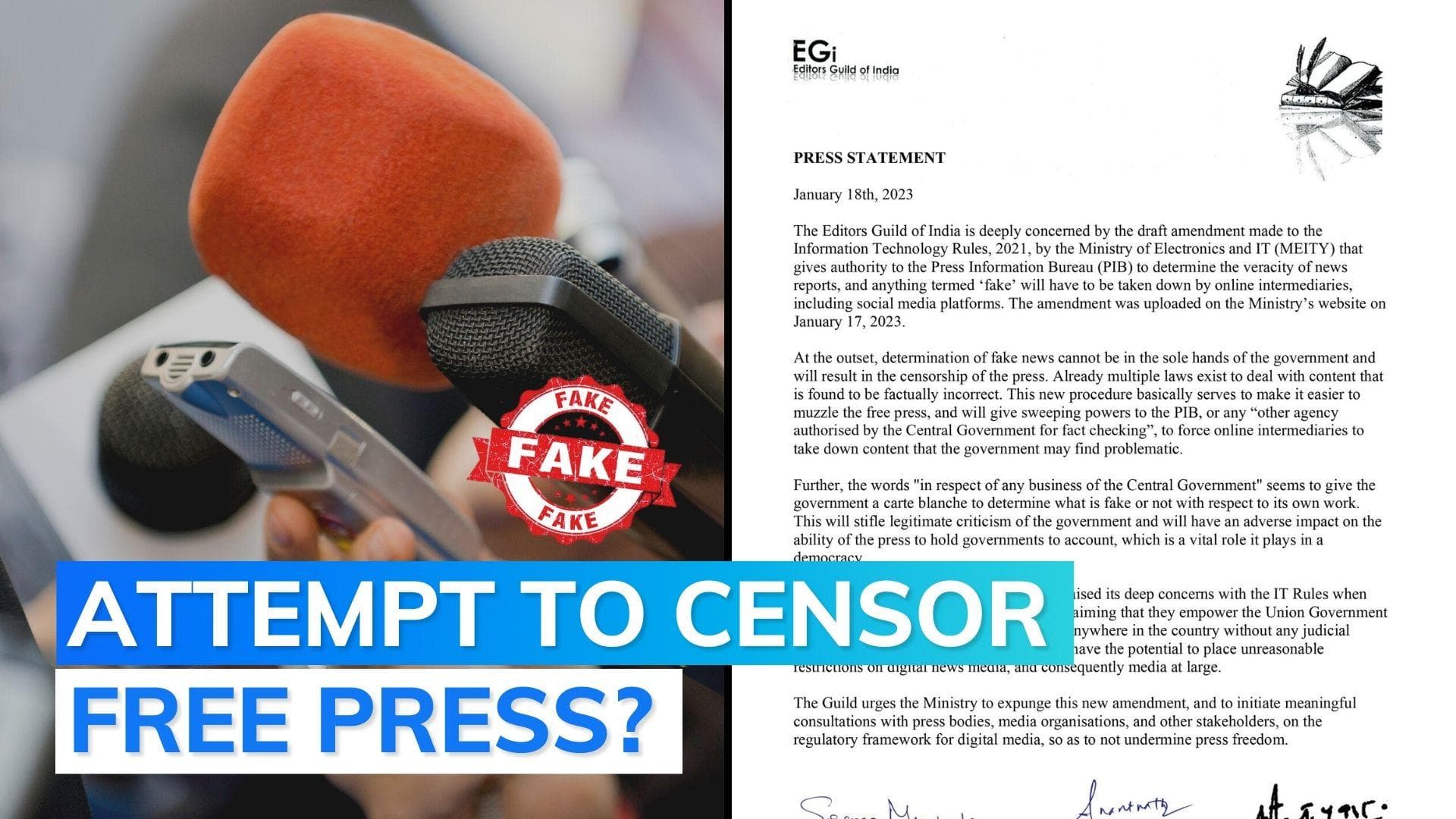 Govt alone cannot determine fake news, says Editors Guild of India on amendment to IT Law