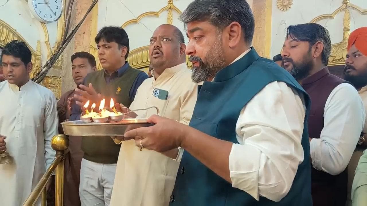 Haryana Minister Aseem Goel offers prayers at Mata Ambika Devi temple