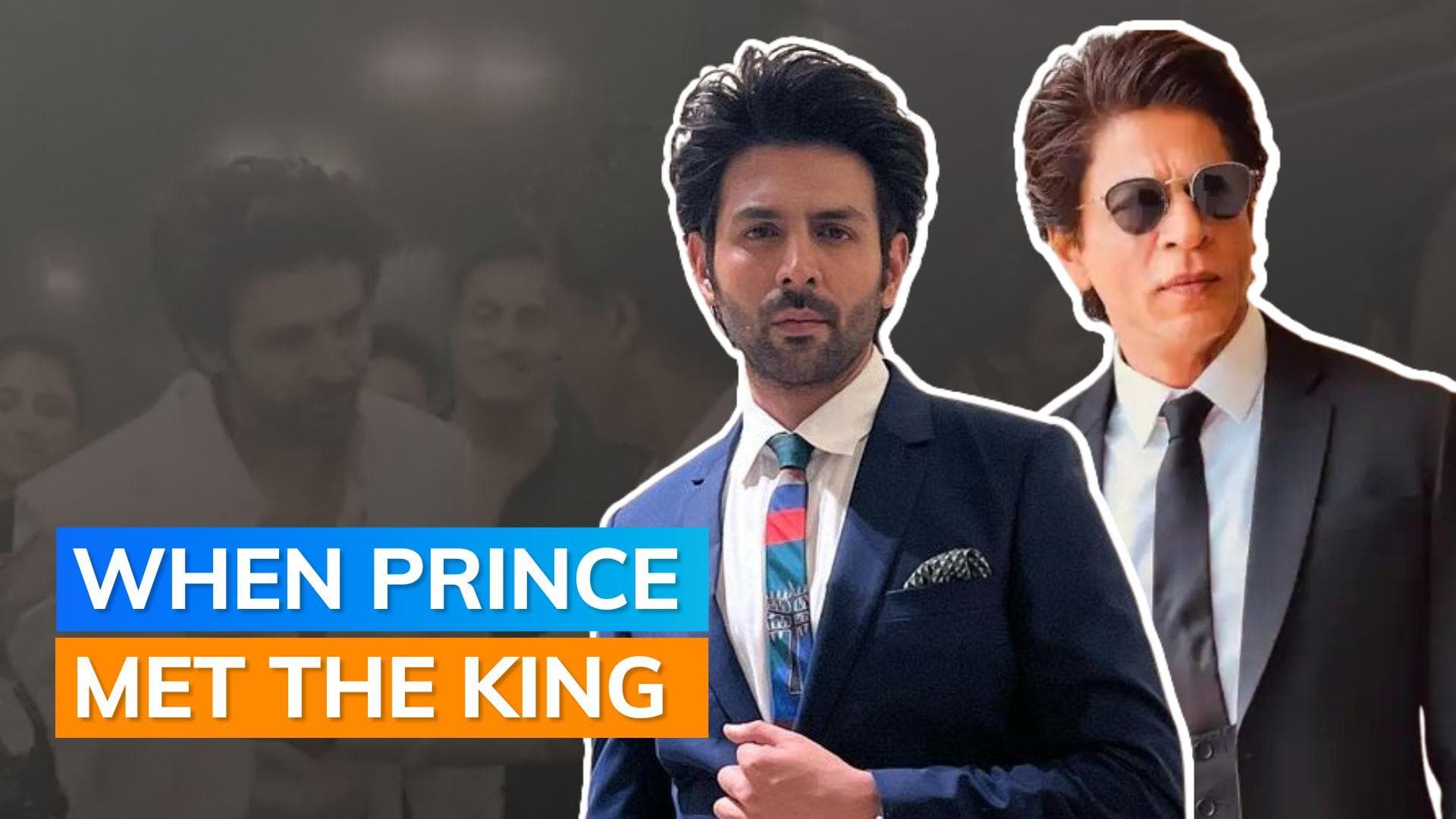 Kartik Aaryan and Shah Rukh Khan - 'Prince and King of Bollywood' exchange a warm gesture at an event