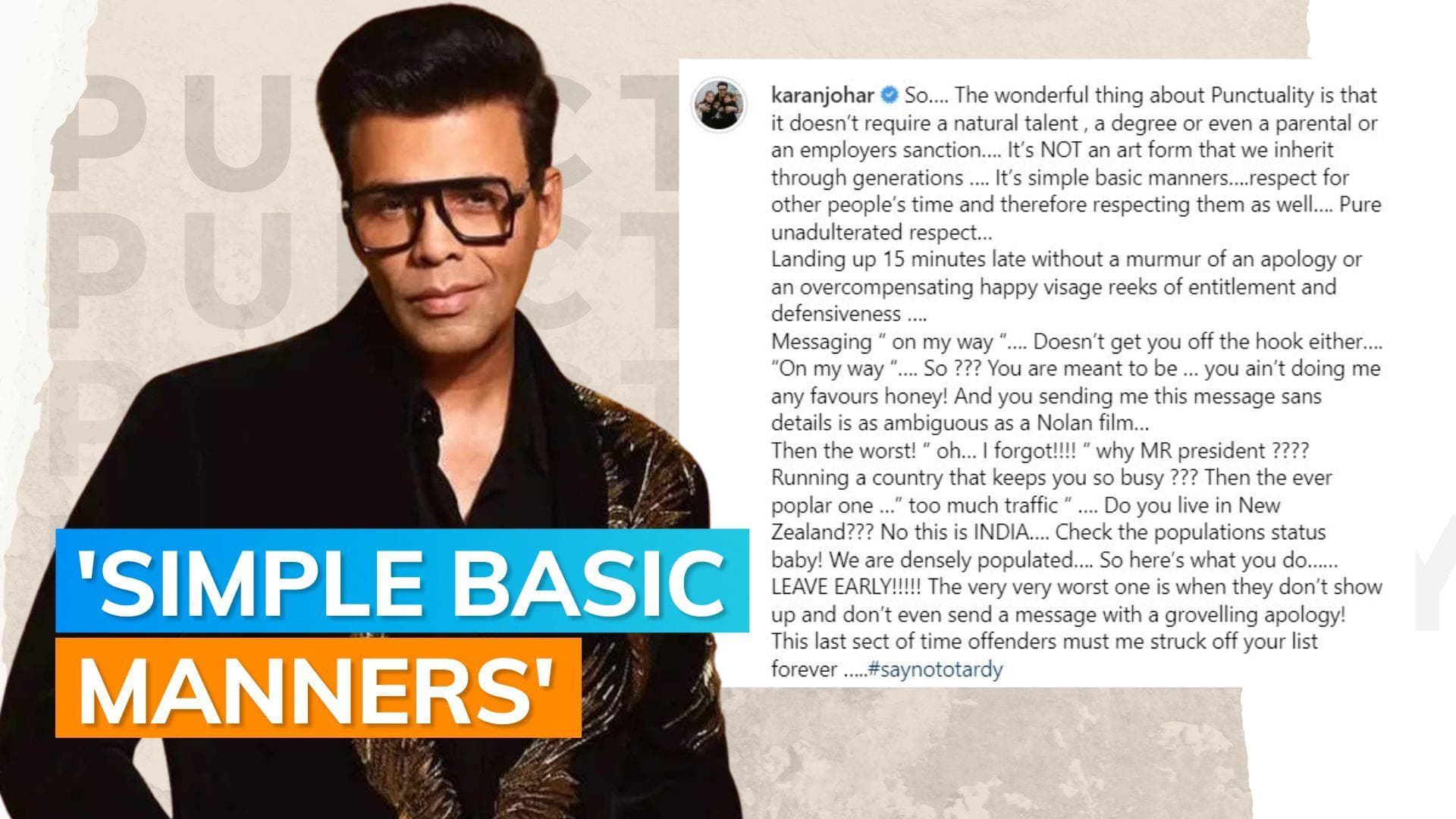 Karan Johar shares cryptic post on punctuality, netizens wonder who hurt him