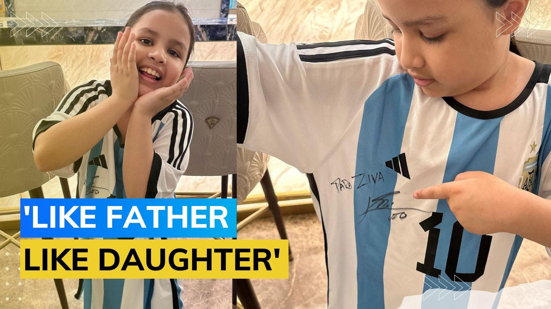 MS Dhoni’s daughter Ziva receives signed Argentina jersey from Lionel Messi