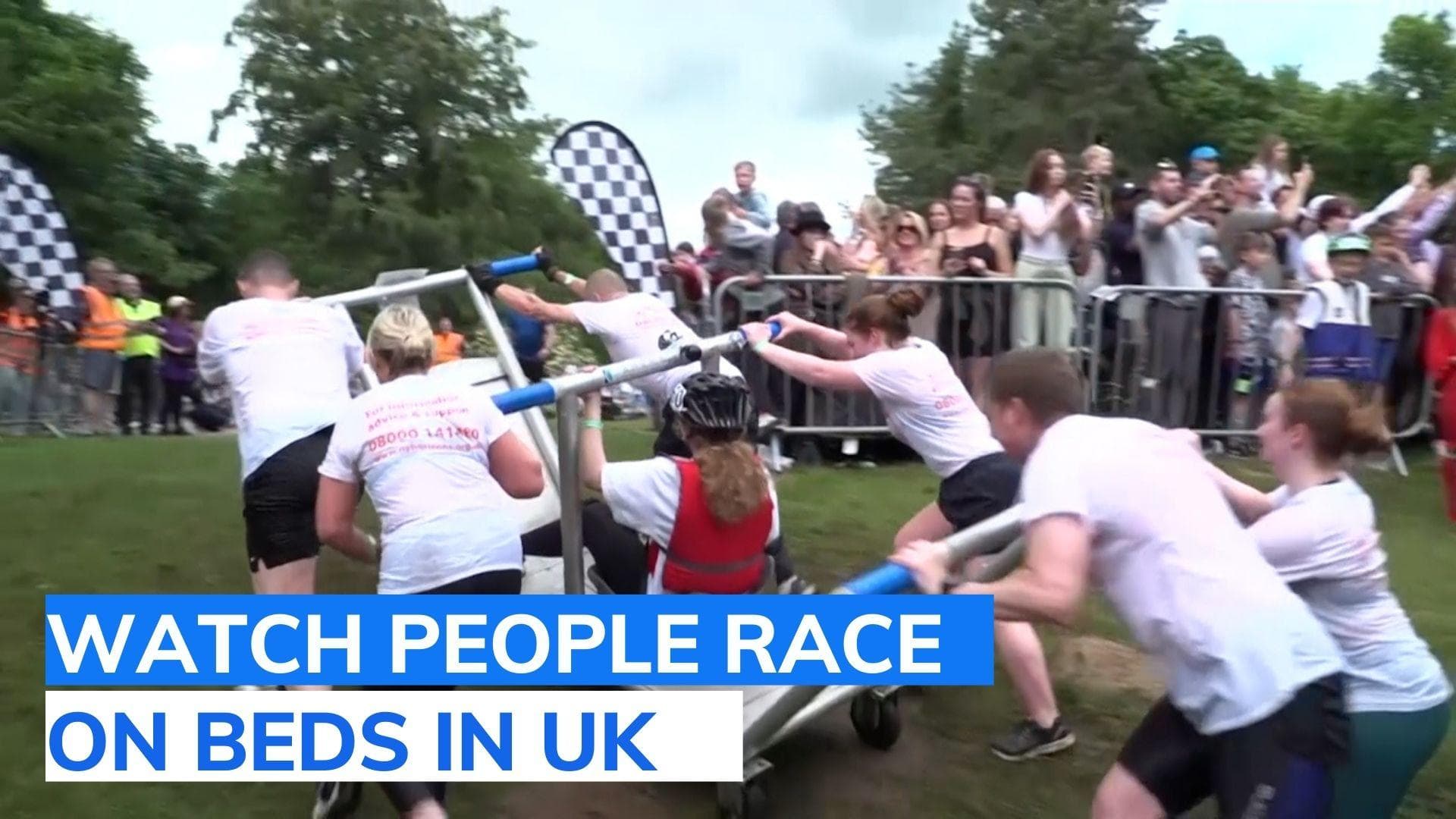 On camera: unusual 'bed race' takes place in English village
