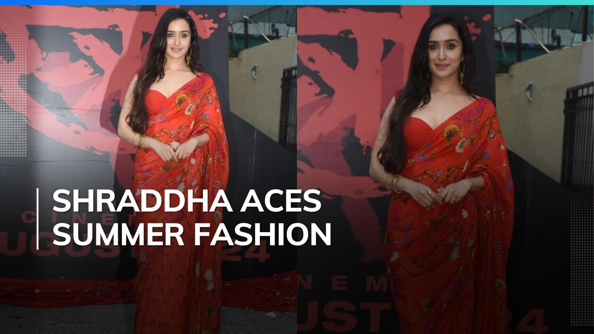 Shraddha Kapoor aces summer fashion in organza saree worth ₹ 31k at 'Stree 2' teaser launch | Watch