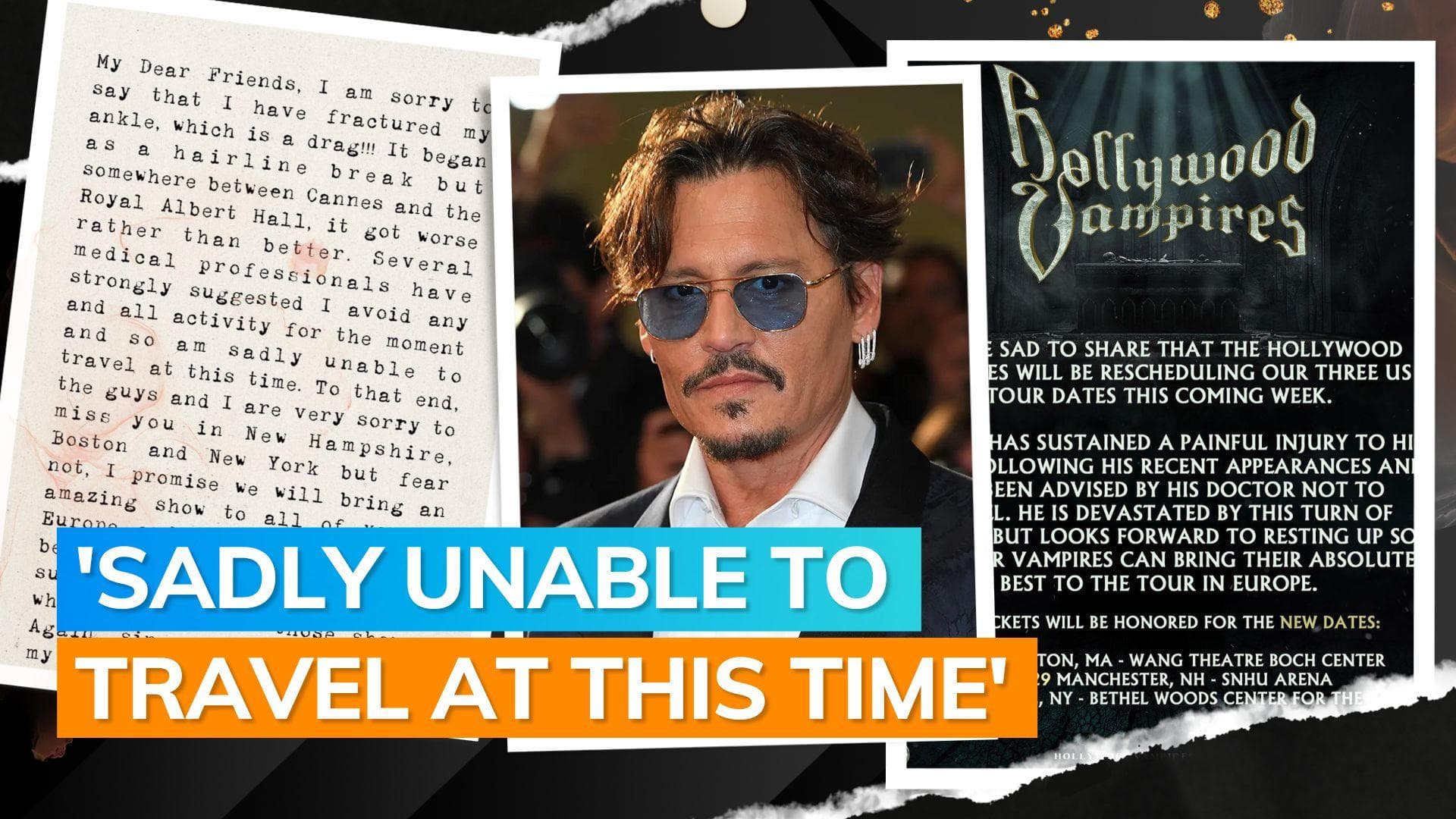 Johnny Depp suffers ankle injury; apologises for rescheduling his Hollywood Vampires’ US tour