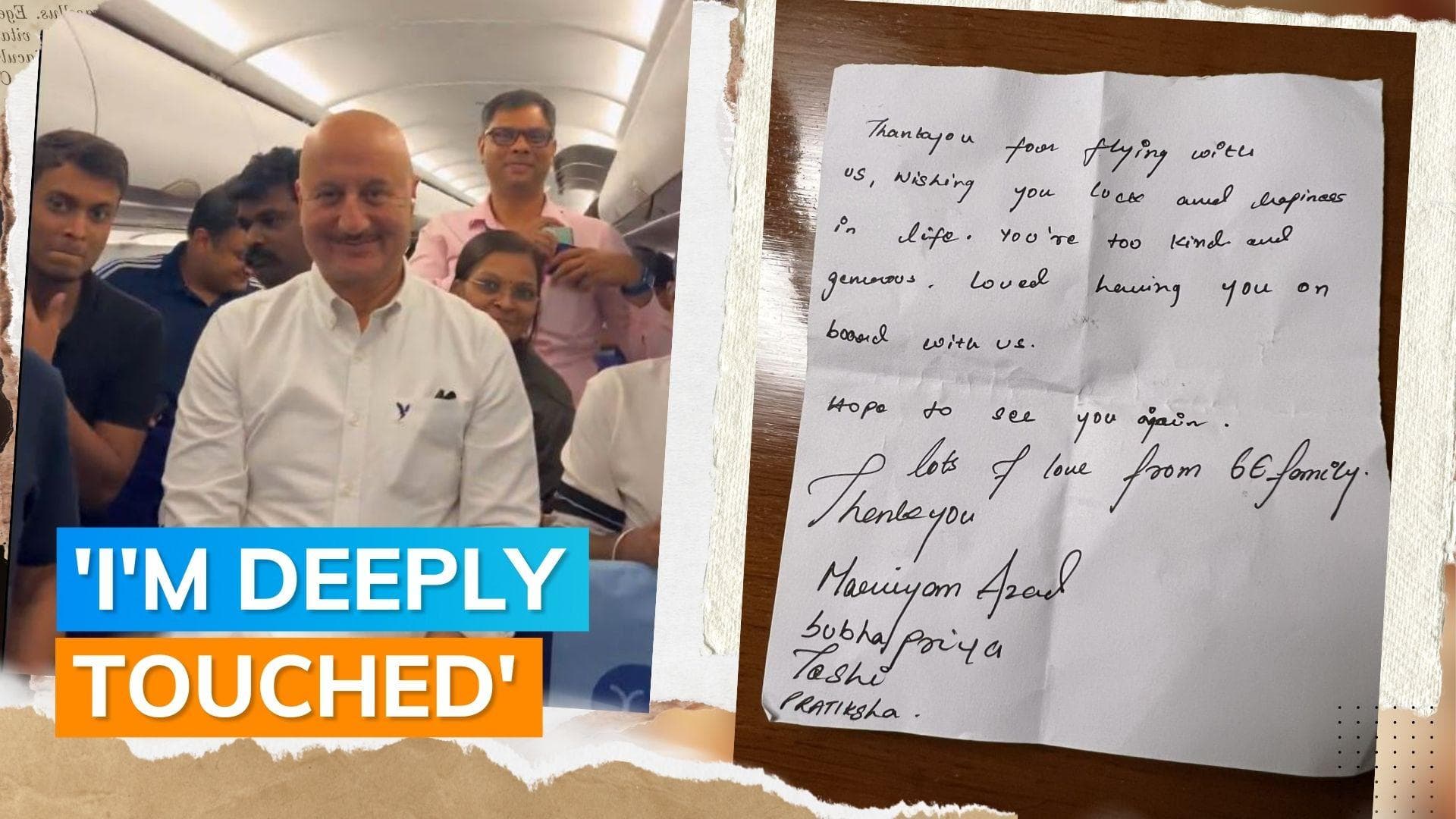 Anupam Kher receives warm welcome onboard a flight; actor shares pic of handwritten note from crew