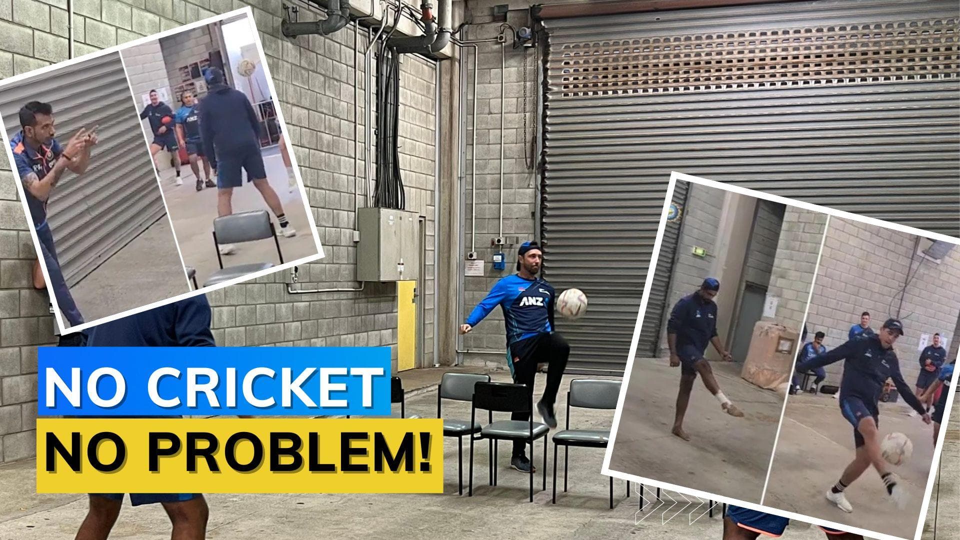 Watch! Team India and New Zealand enjoy a game of footvolley as rain washes out 1st T20I