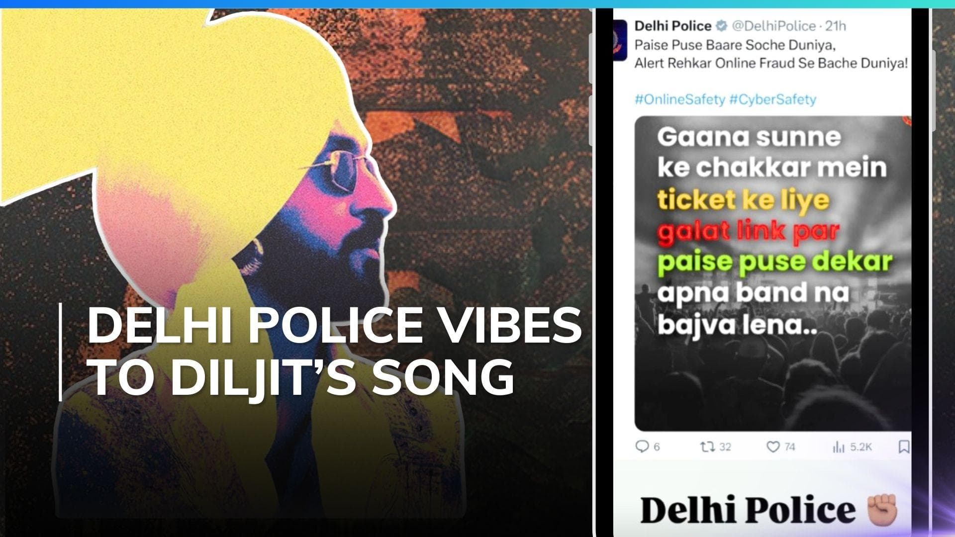 Diljit Dosanjh reacts to Delhi Police's creative warning about fraudulent Dil- luminati Tour tickets sale