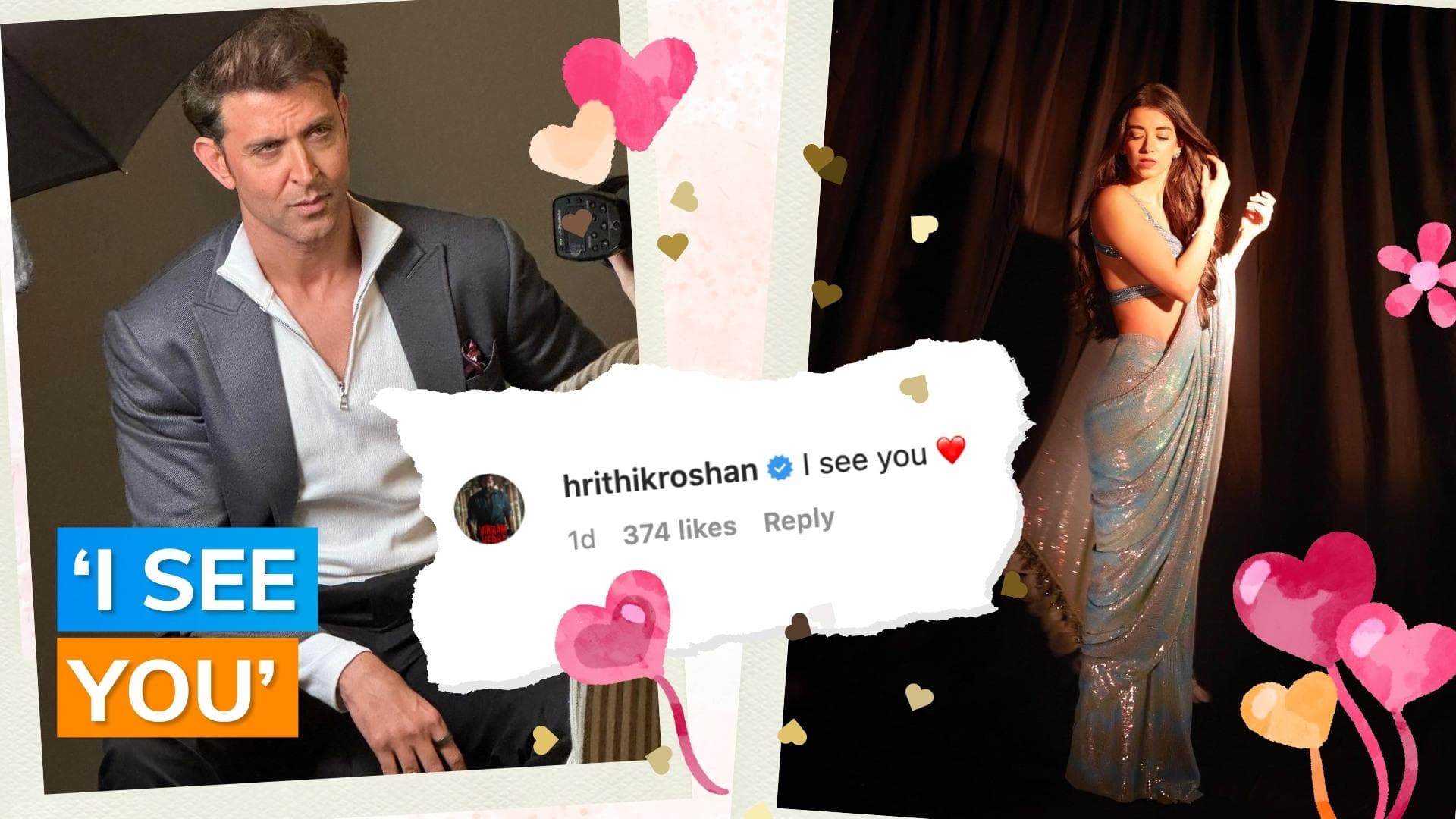 Hrithik Roshan reacts to Saba Azad's latest pictures in Sari