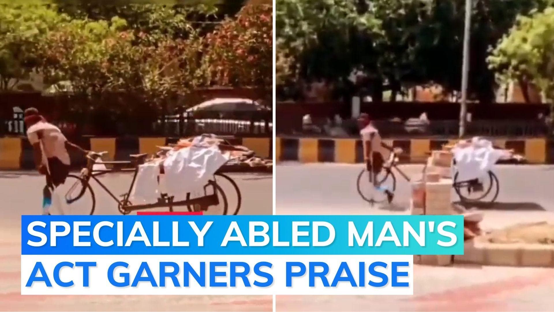 Watch | Social media users hail specially abled man's persevering act