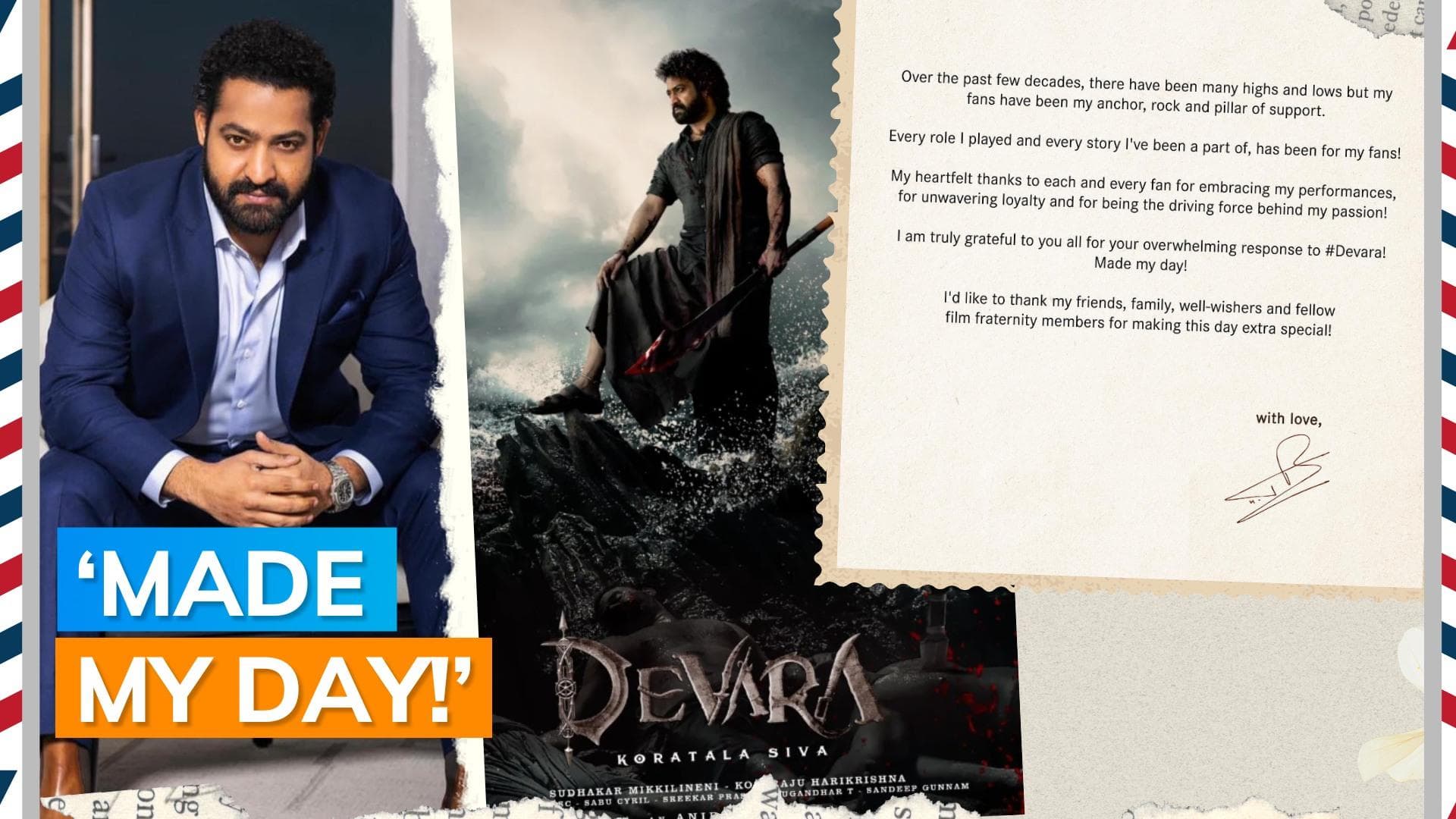 Jr NTR pens heartfelt note thanking fans for birthday wishes, overwhelming response to ‘Devara’