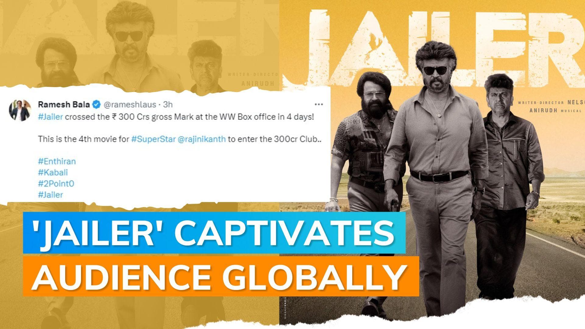 ‘Jailer’ box office day 4: Rajinikanth starrer enters Rs 300 crore club worldwide in 4 days