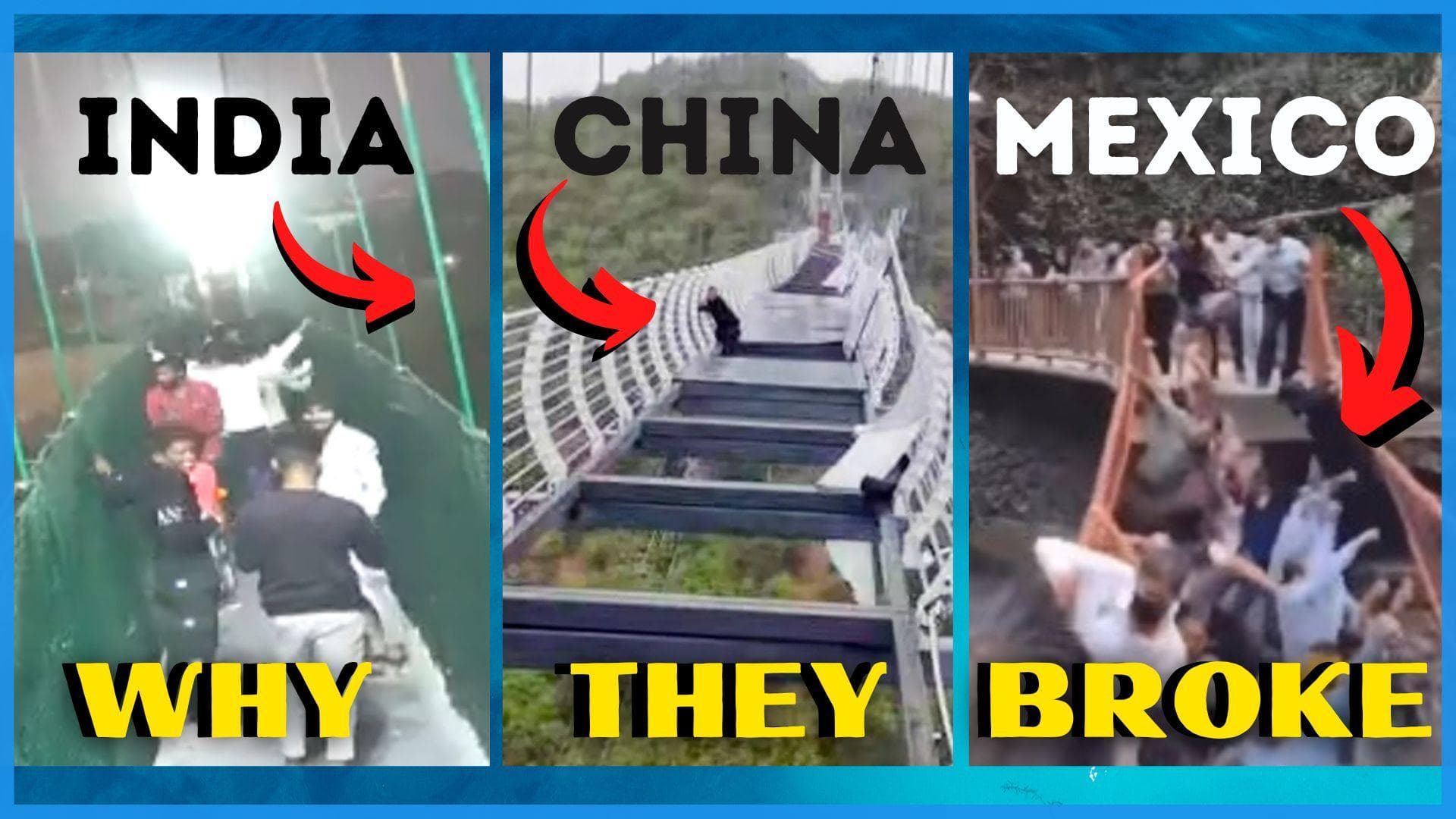 Comparison: suspension bridge collapse in Morbi, China, USA, Canada, Mexico, Colombia, Vietnam
