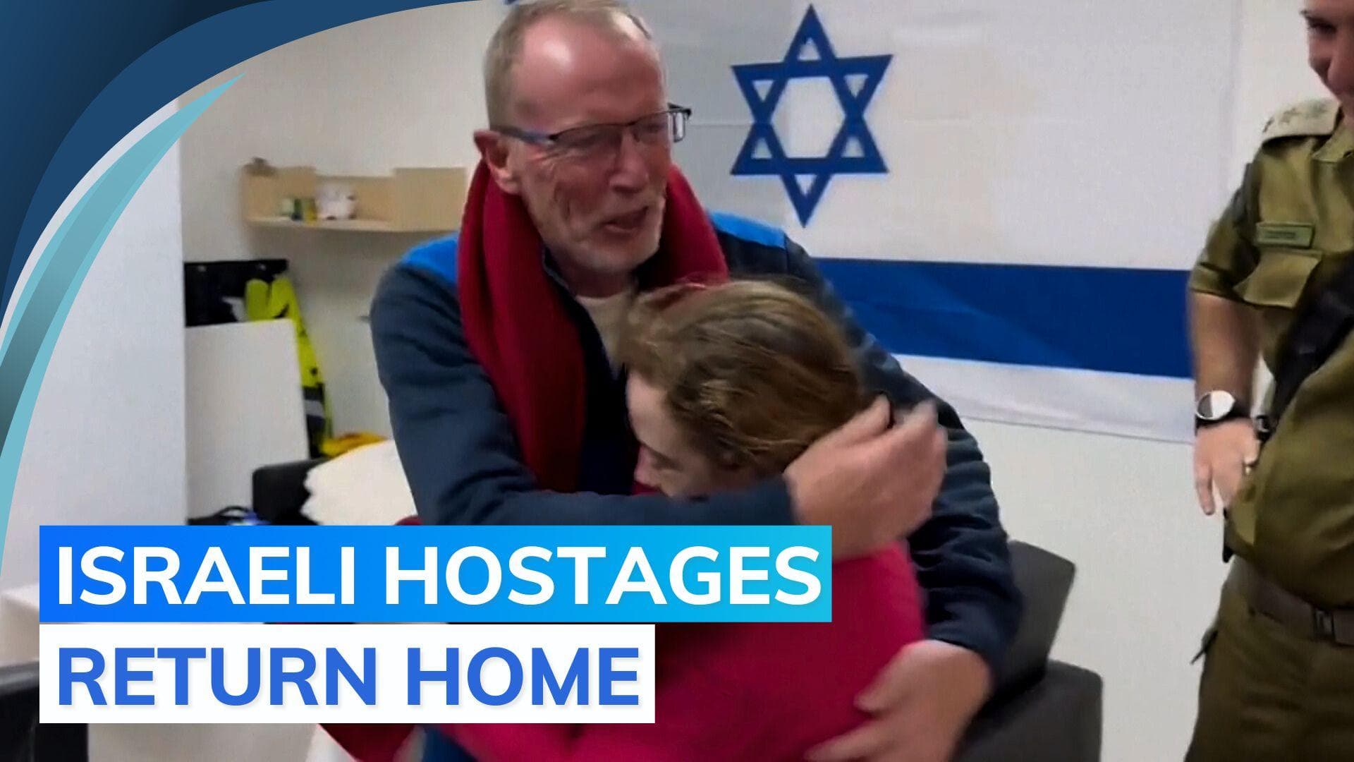 Watch: Israeli girls reunited with family members after release by Hamas