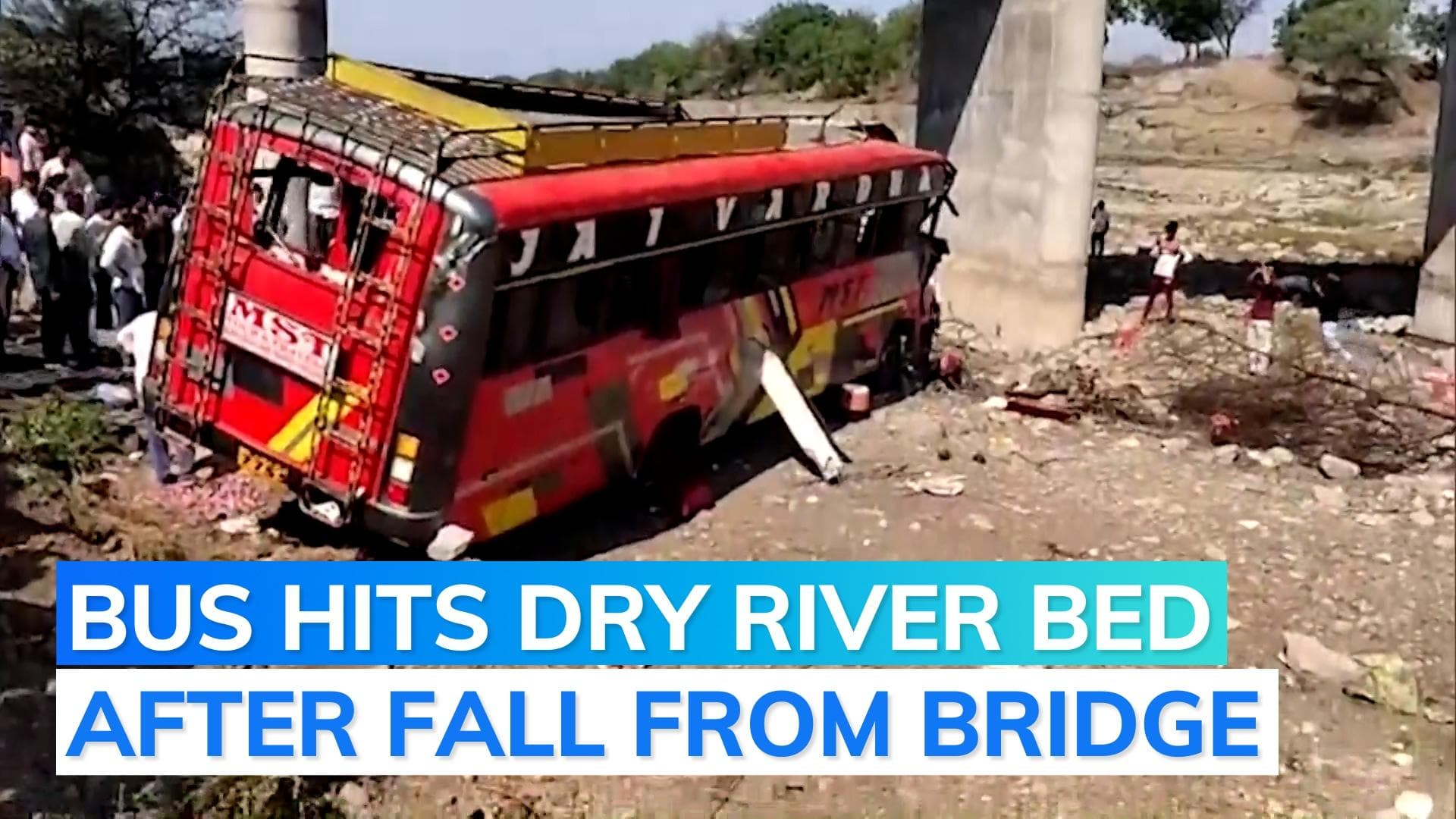  Khargone accident: bus falls from bridge, lands on dry river bed; 15 dead