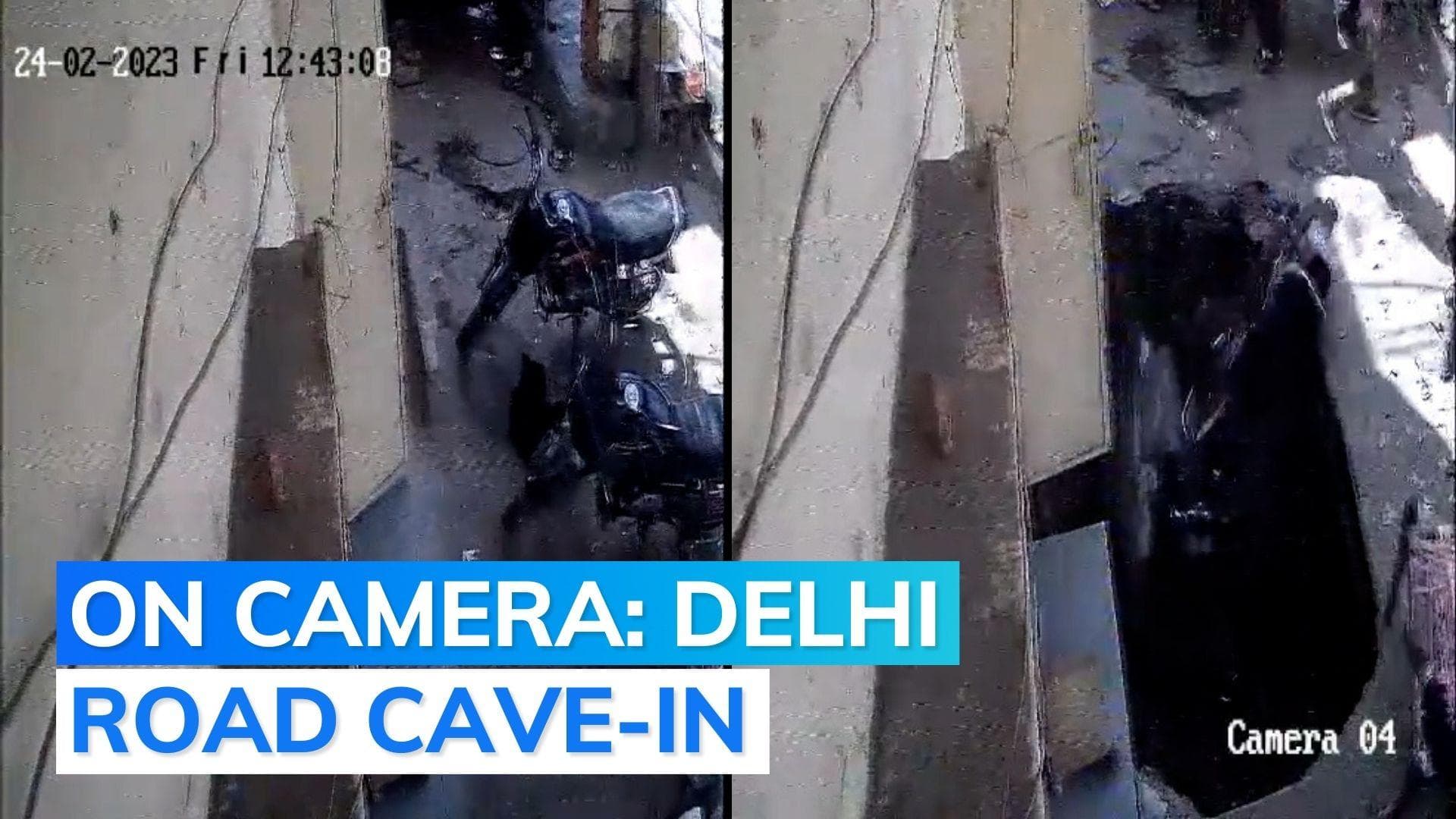 Road collapse in Delhi: dog, 2 bikes fall into hole after street caves-in in RK Puram