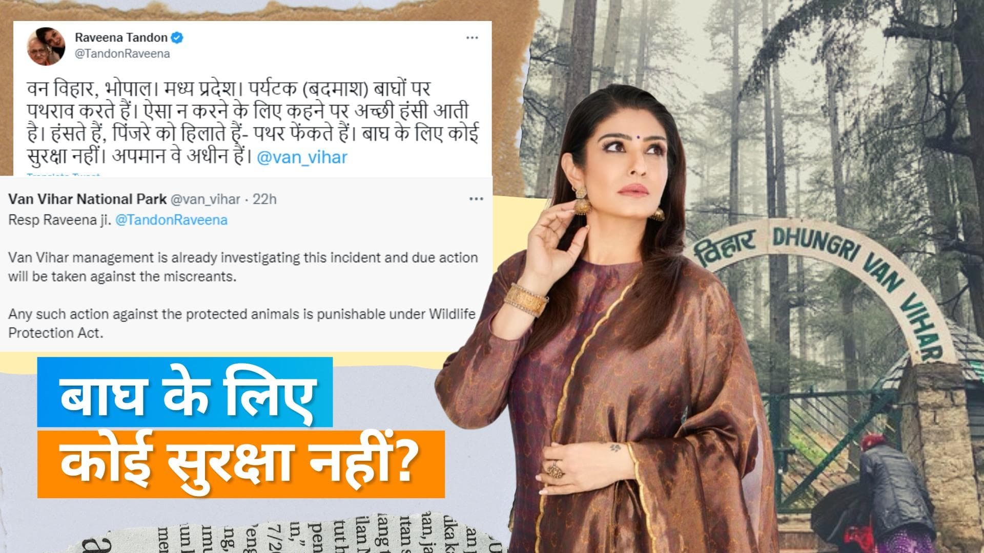 Raveena Tandon को भोपाल में बाघ पर पथराव को लेकर आया गुस्सा, विभाग ने कहा- 'वन विहार को बदनाम करना गलत'