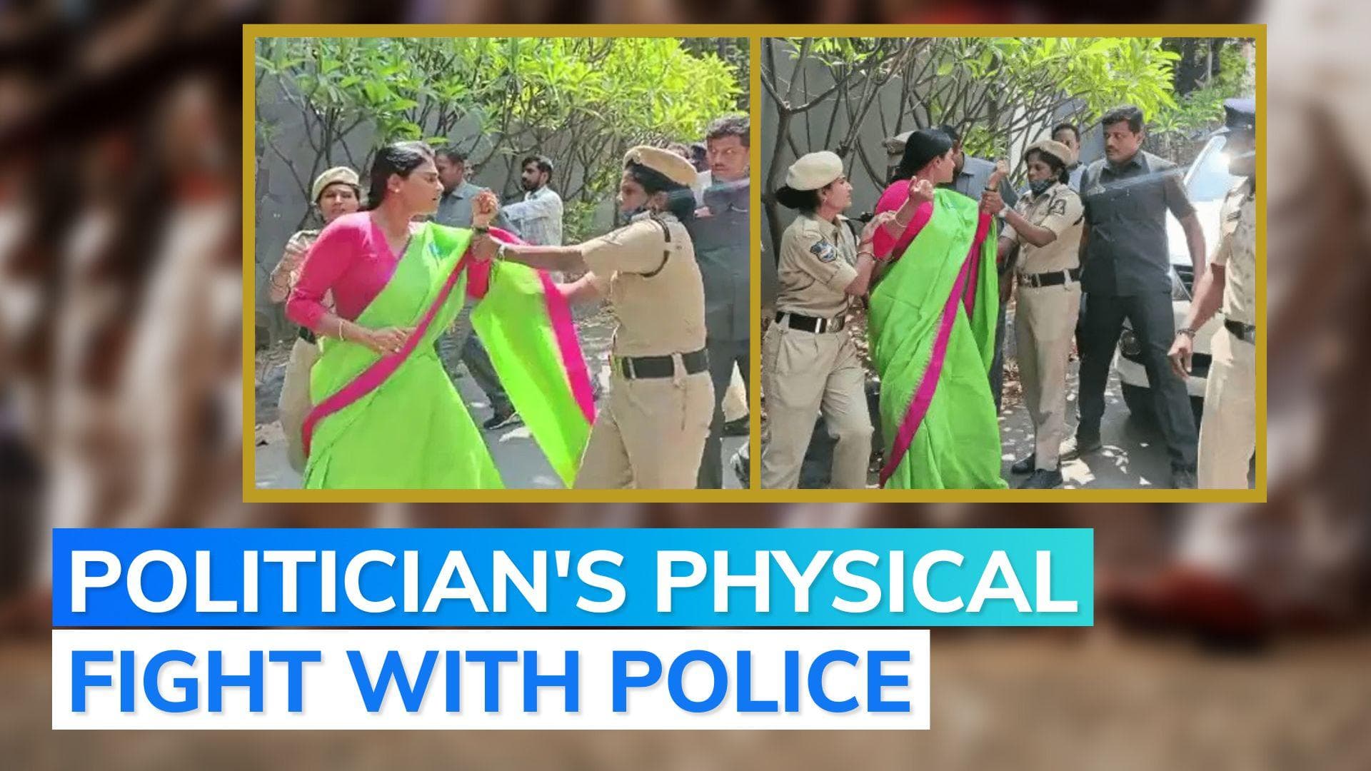 Watch: YS Sharmila pushes, fights cops as she is detained by Telangana police