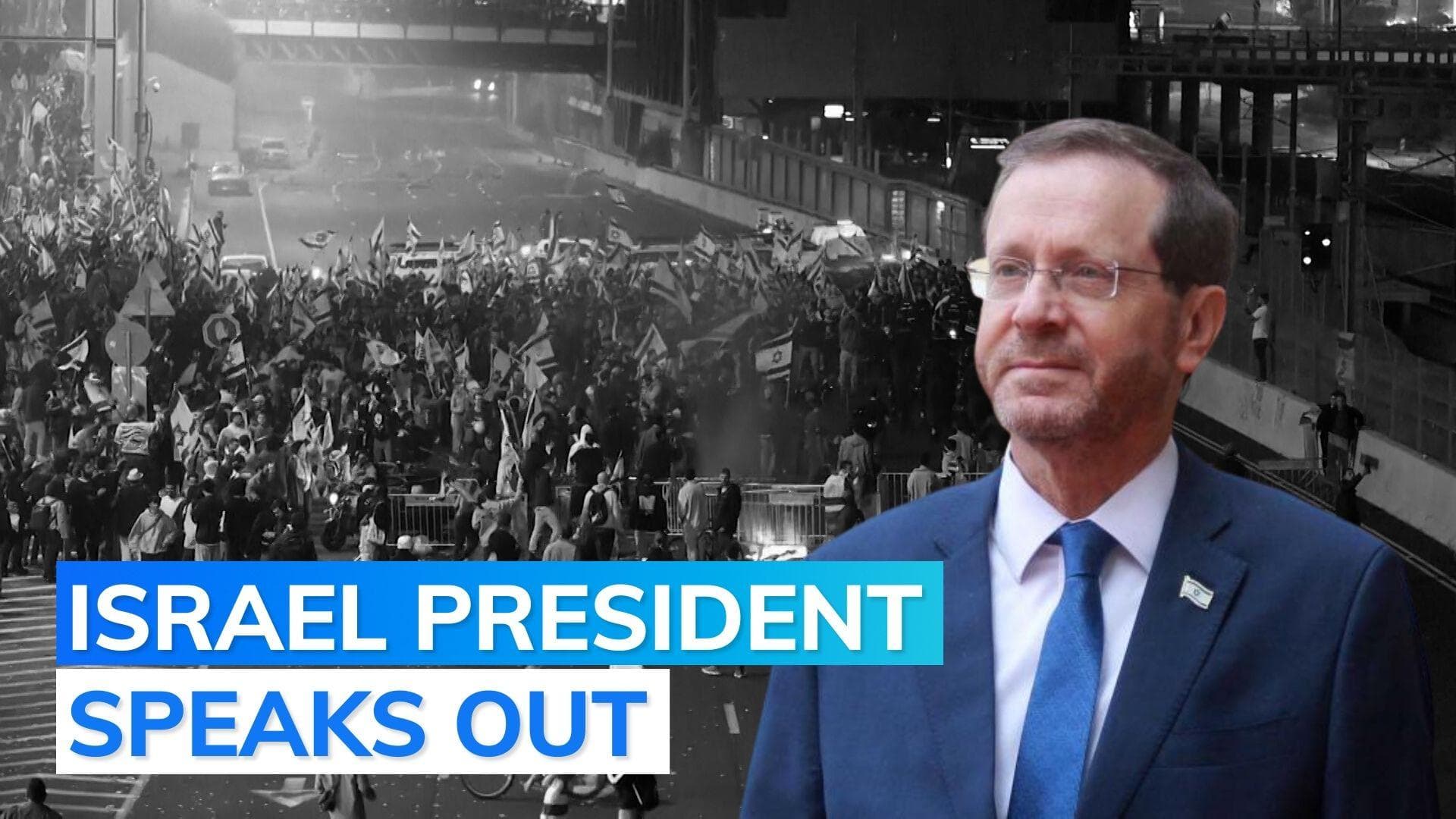 Israeli president urges Netanyahu to halt judicial overhaul after widespread protest