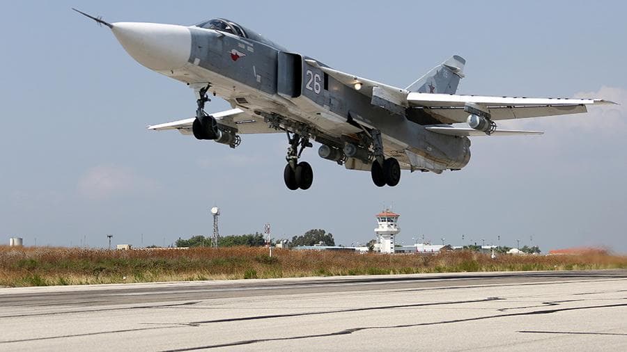 Russian Sukhoi-24 Aircraft Pound Syrian Rebel Group After They Took Over Assad-Controlled Areas