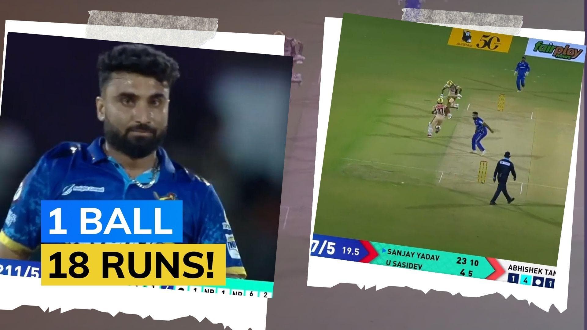 WATCH: Abhishek Tanwar bowls most expensive ball in cricket history during TNPL match