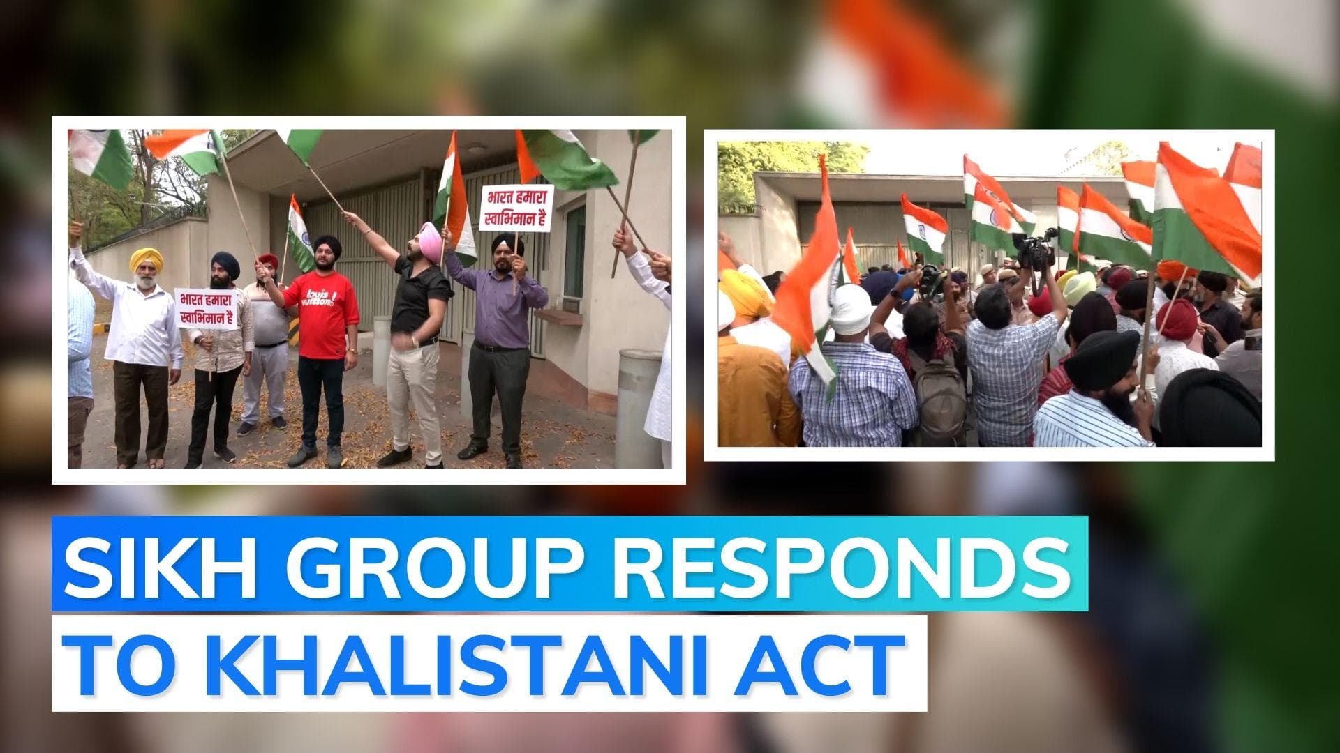 Tricolour pulled down in UK, Sikhs hold Indian flag outside British High Commission in Delhi