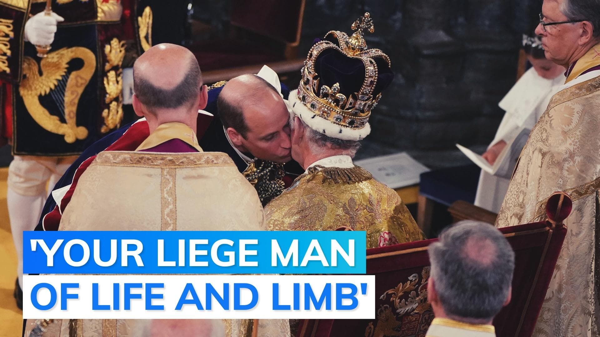 Prince William kisses father King Charles as he pledges allegiance